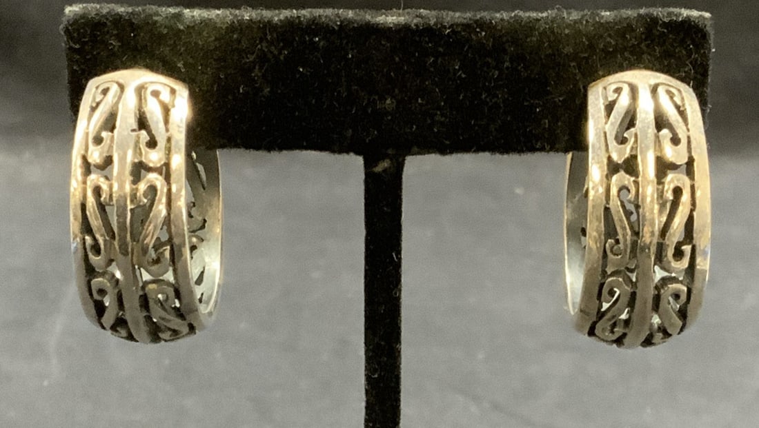 Vintage MMA Sterling Silver Hoop Earrings, Mexico (1 of 6)