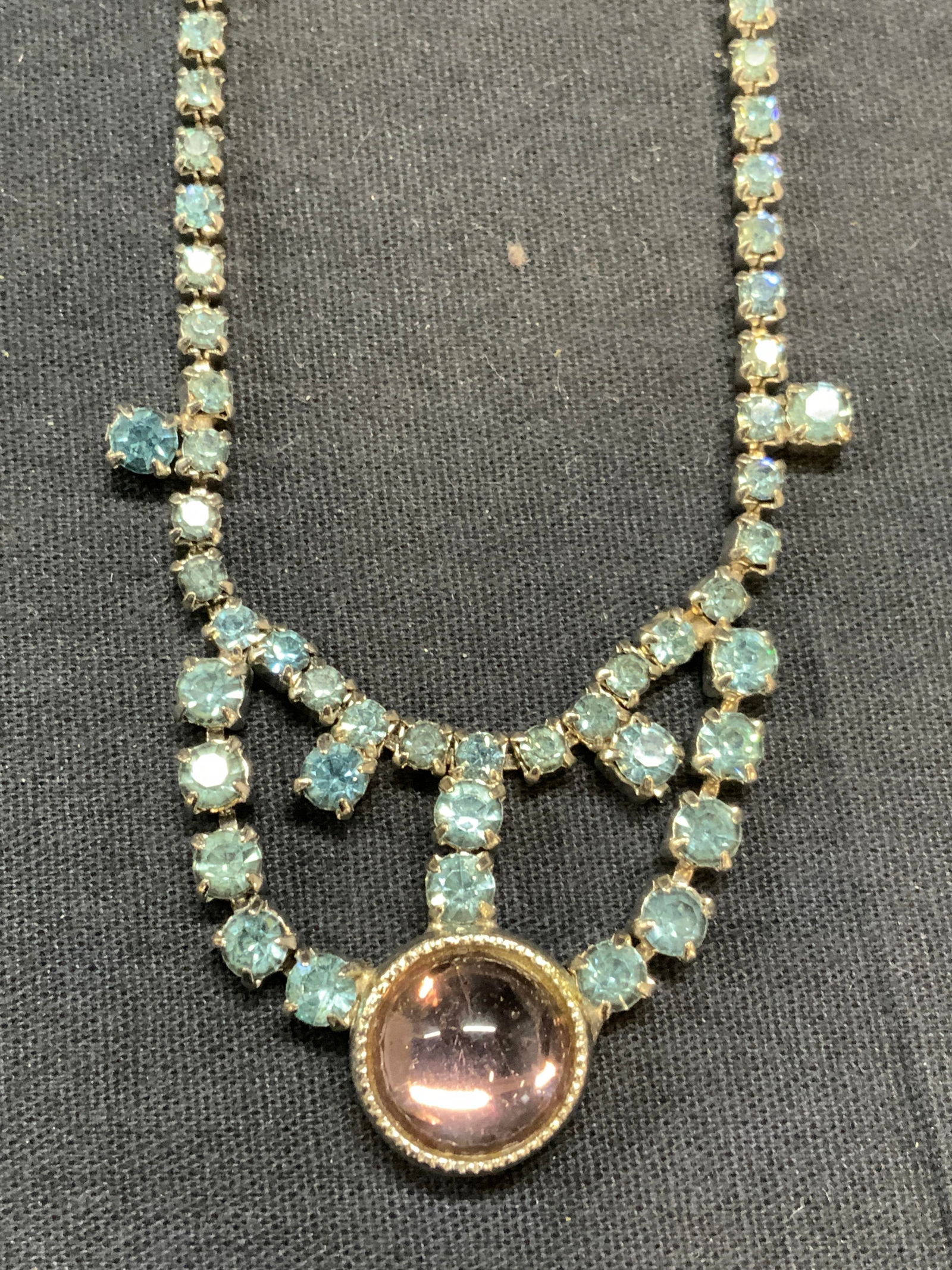Vintage Blue Crystal Purple Cabochon Necklace (1 of 6)