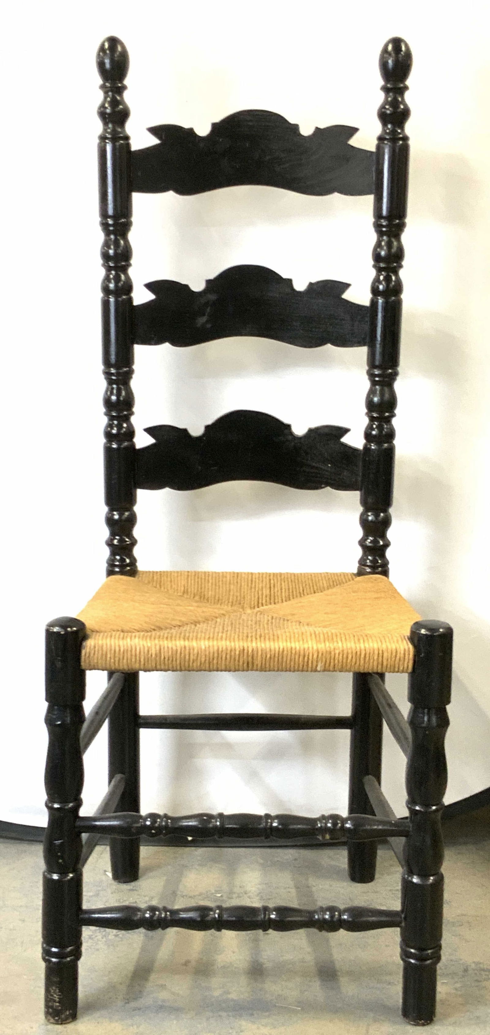 Vintage Carved Wooden Rush Seated Chair (1 of 8)