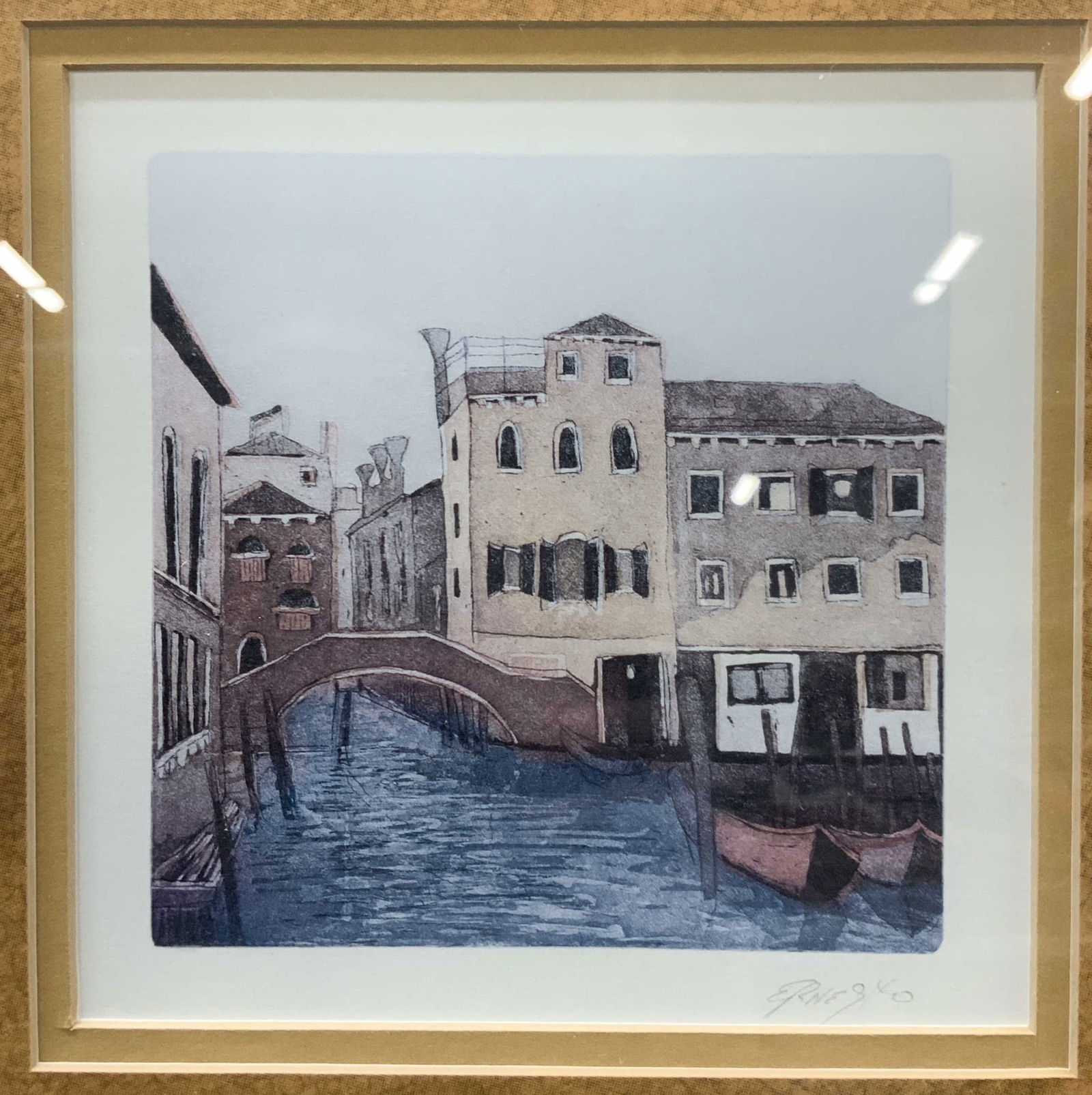 Sgd Italian Canal Cityscape Lithograph (1 of 9)