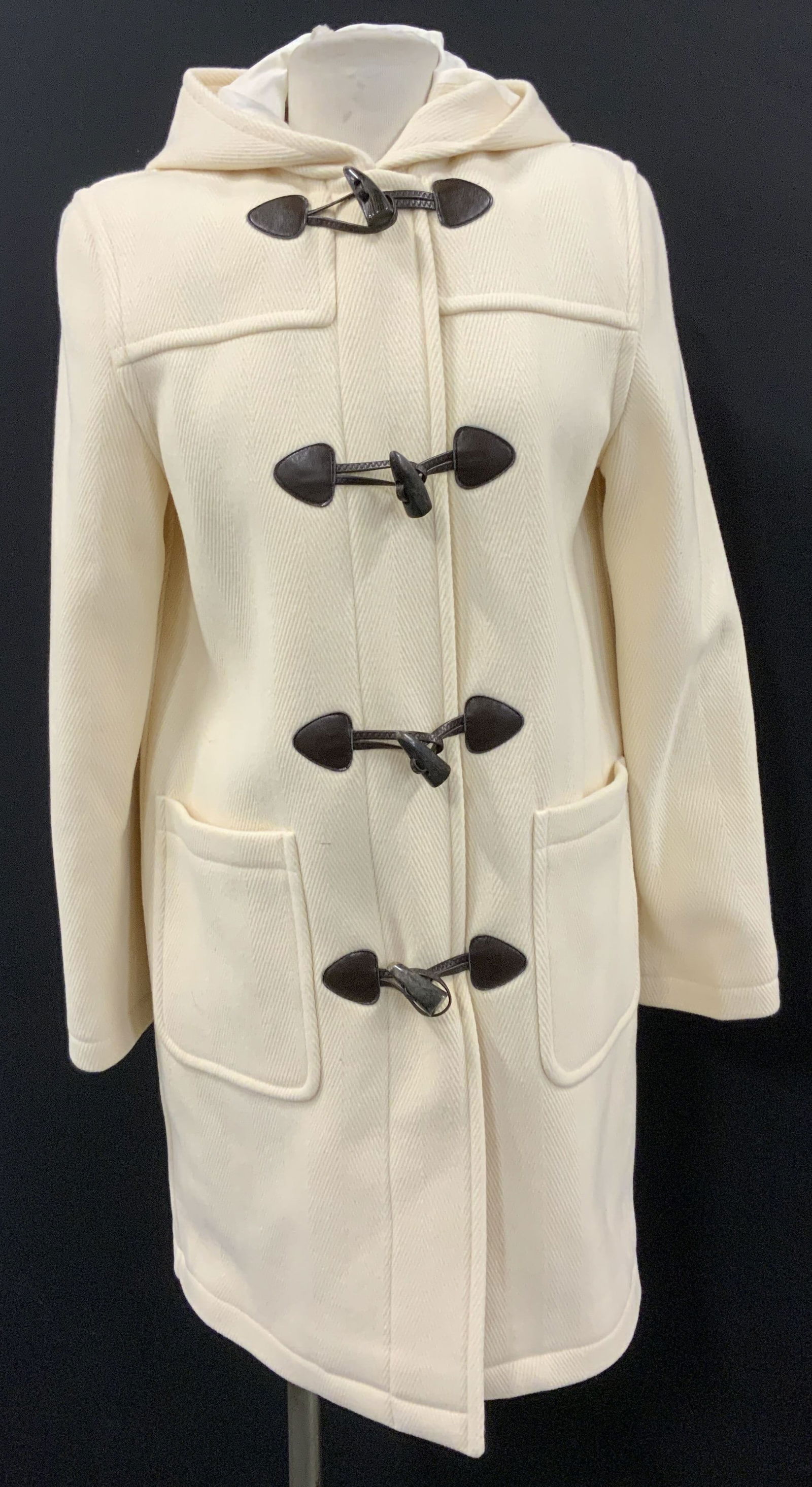 R Toggle Button Cream Wool Blend Coat, France (1 of 8)