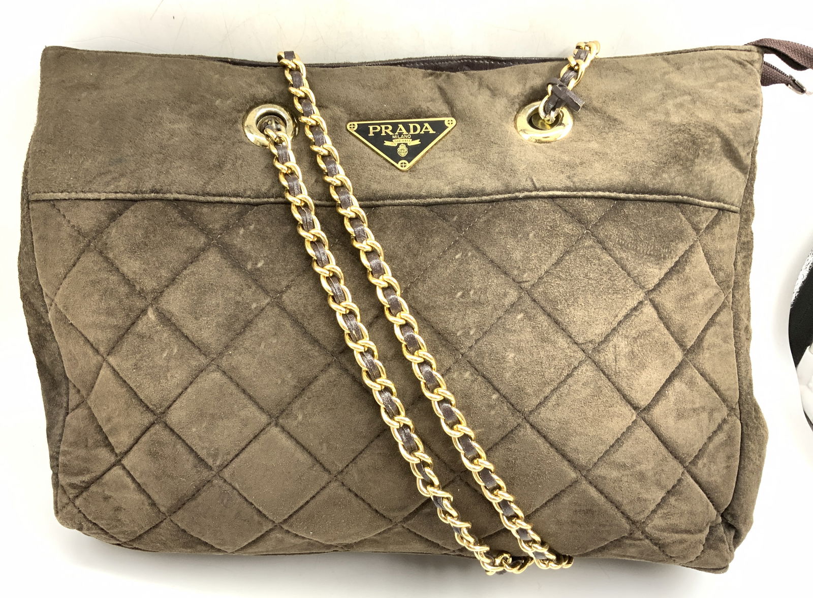 PRADA MILANO Style Quilted Suede Handbag, ITALY (1 of 11)