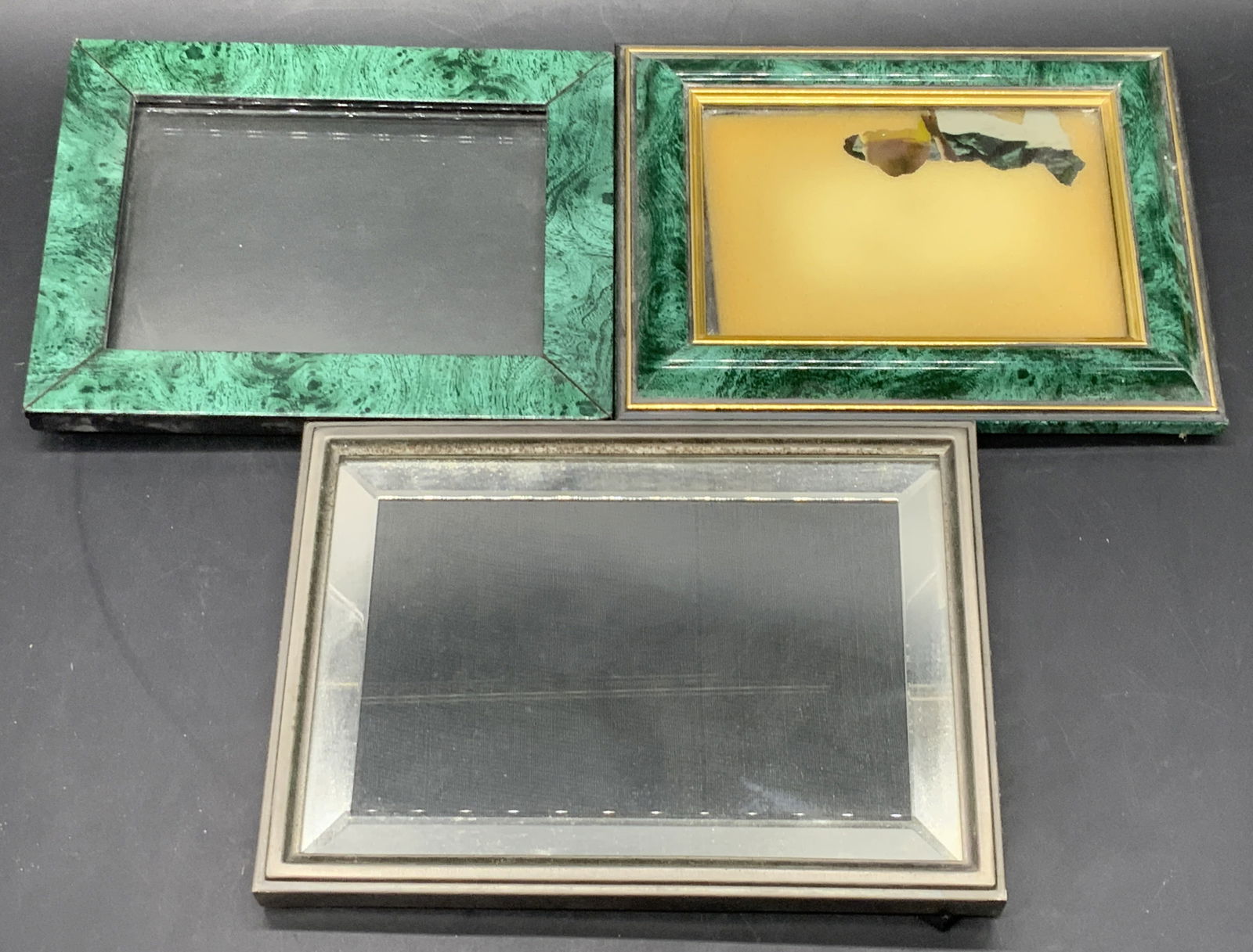 Lot 3 Malachite & Silver Tone Picture Frames (1 of 8)