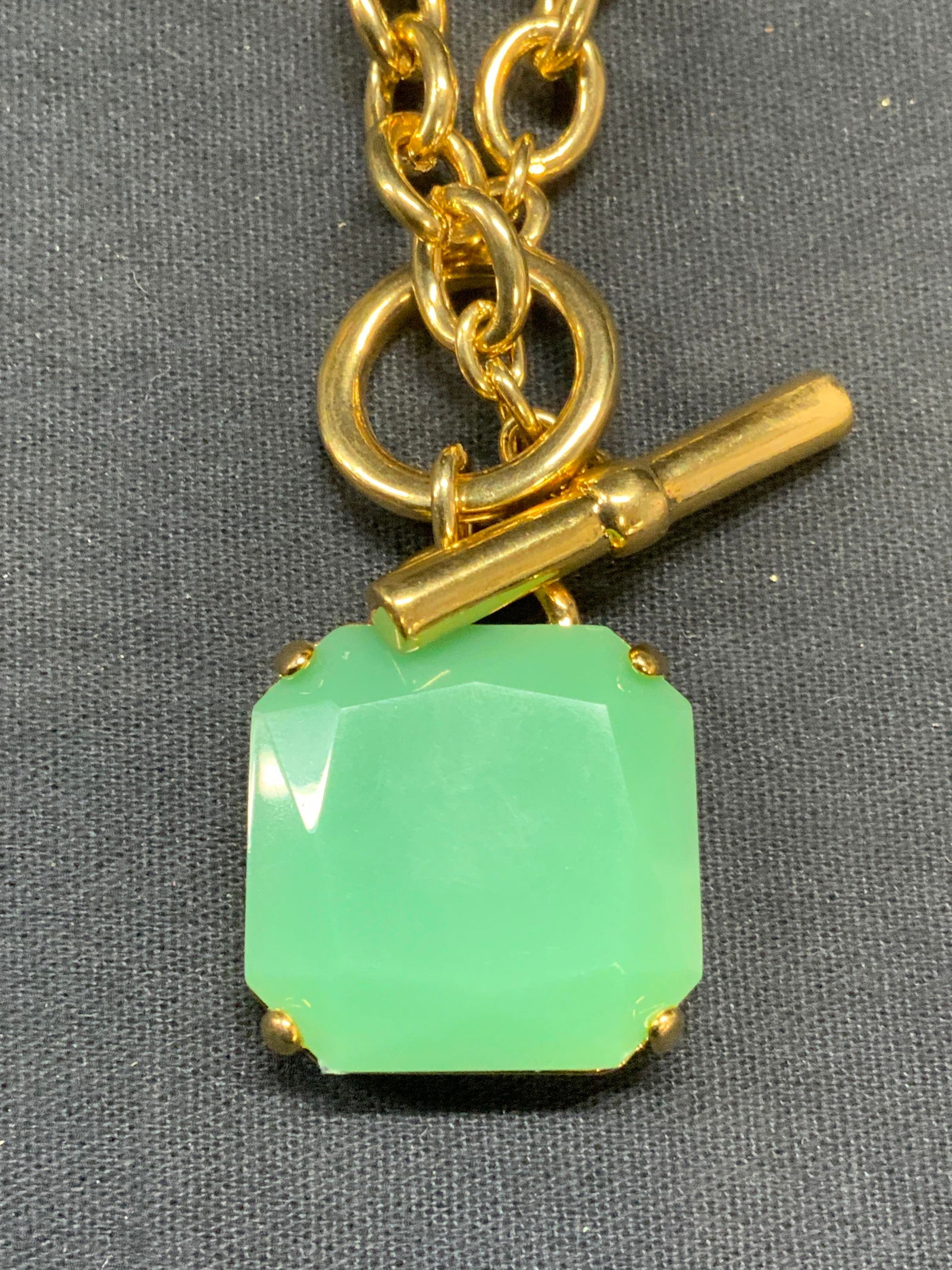 Gold Tone Blue Crystal Pendant Necklace (1 of 6)