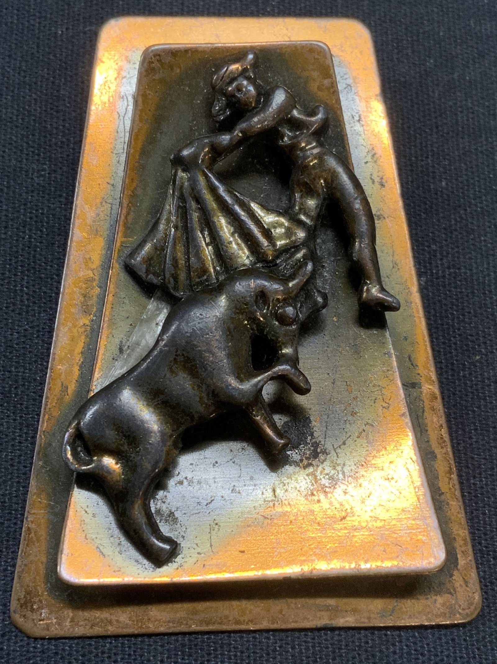 Vintage Copper Bullfighter Pendant Brooch (1 of 6)