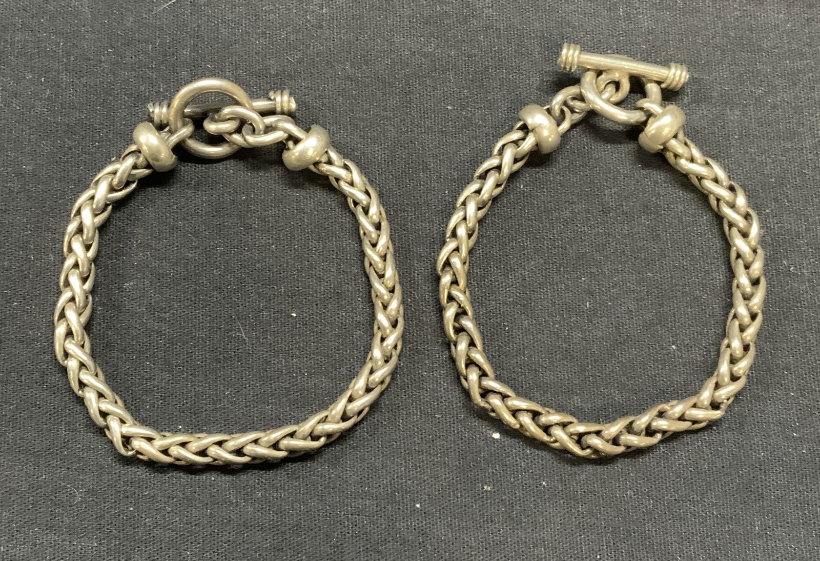 Pair Vintage Sterling Silver Mesh Chain Bracelets (1 of 6)