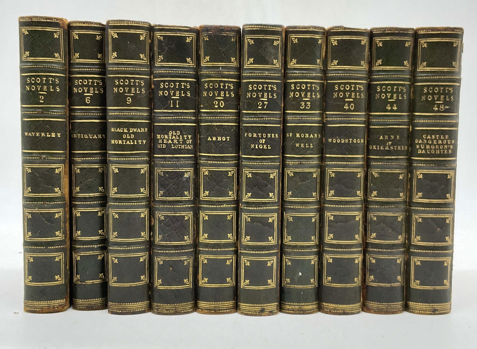 Antique 10 Vols. Leather bound SCOTTS NOVELS.1860 (1 of 15)
