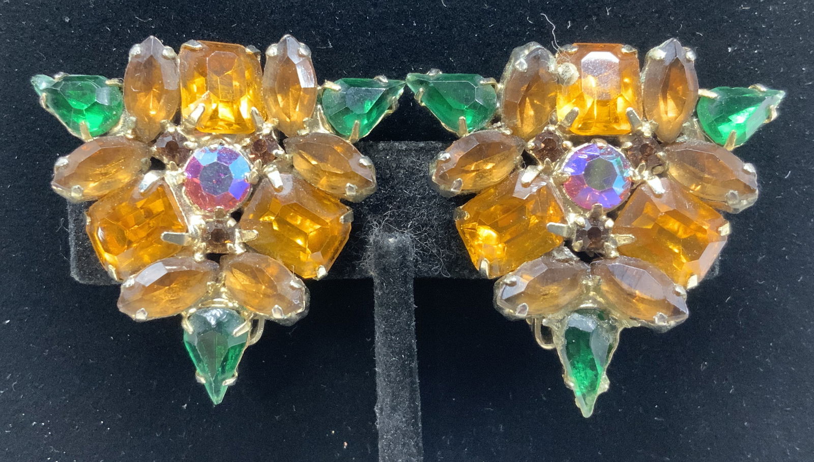 Rhinestone & Crystal Clip On Hollywood Earrings (1 of 6)