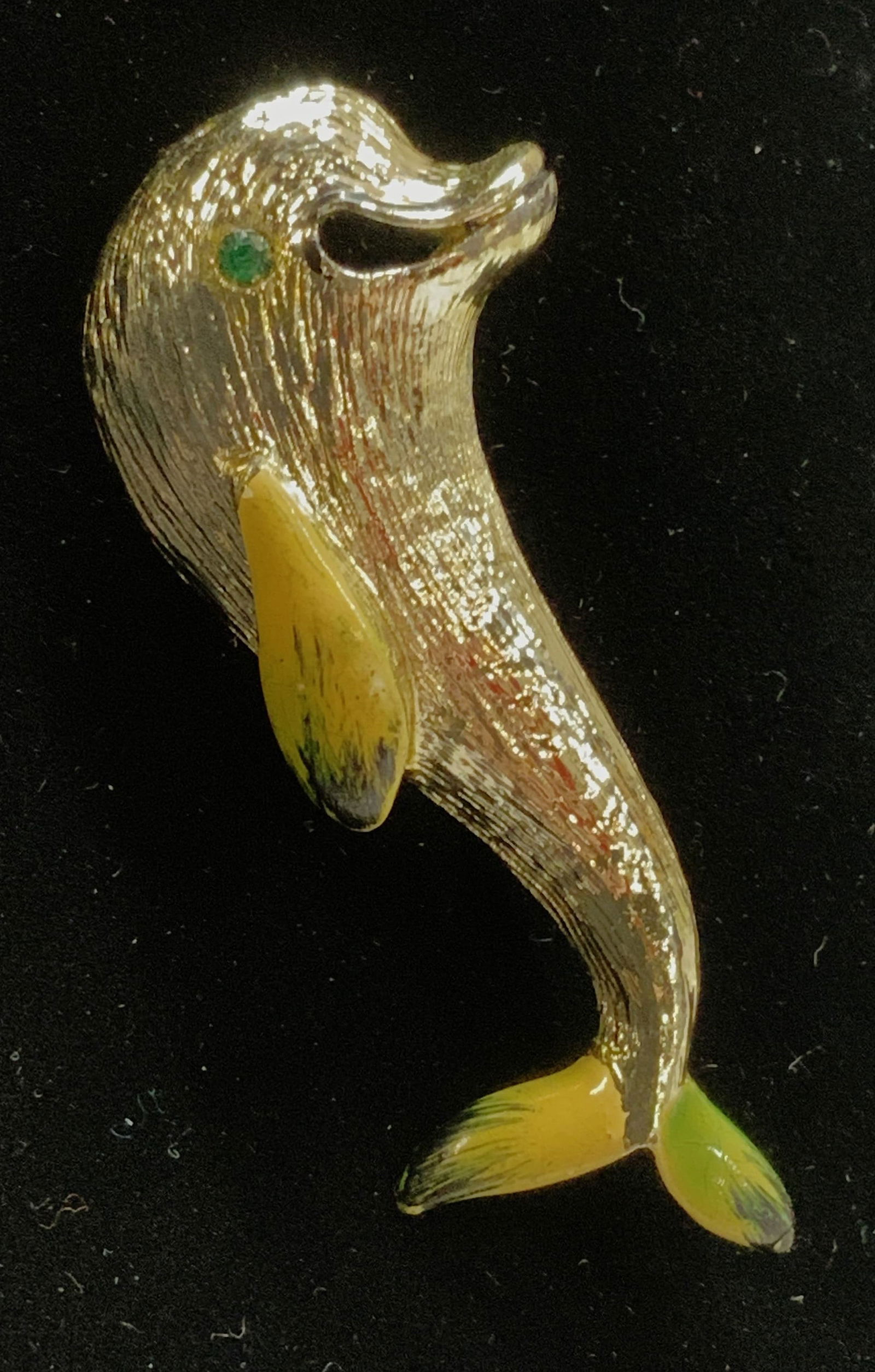 Silver tone & Enamel Dolphin Brooch (1 of 6)