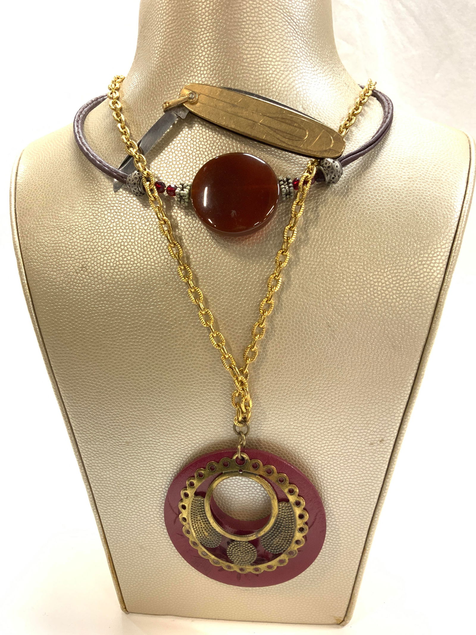 3 Agate Necklace, 12k Gold Pl Pocket Knife, more (1 of 7)