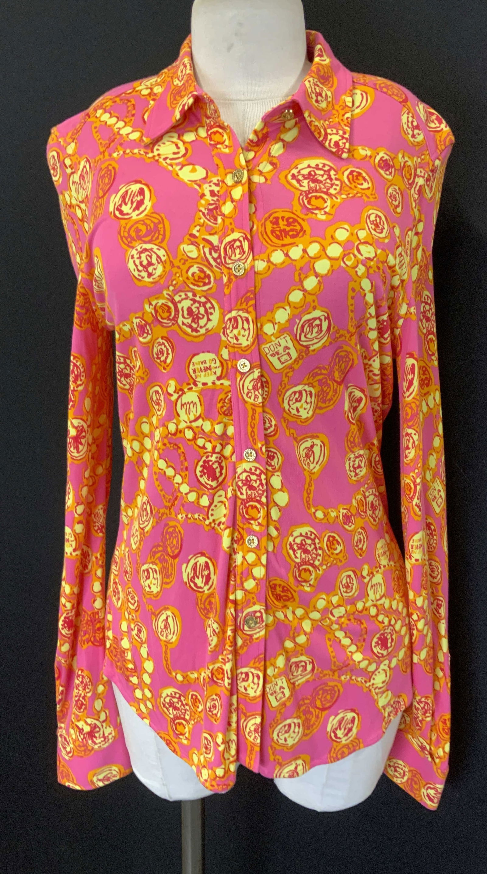 Lilly Pulitzer Pink Long Sleeve Button Up Shirt (1 of 7)
