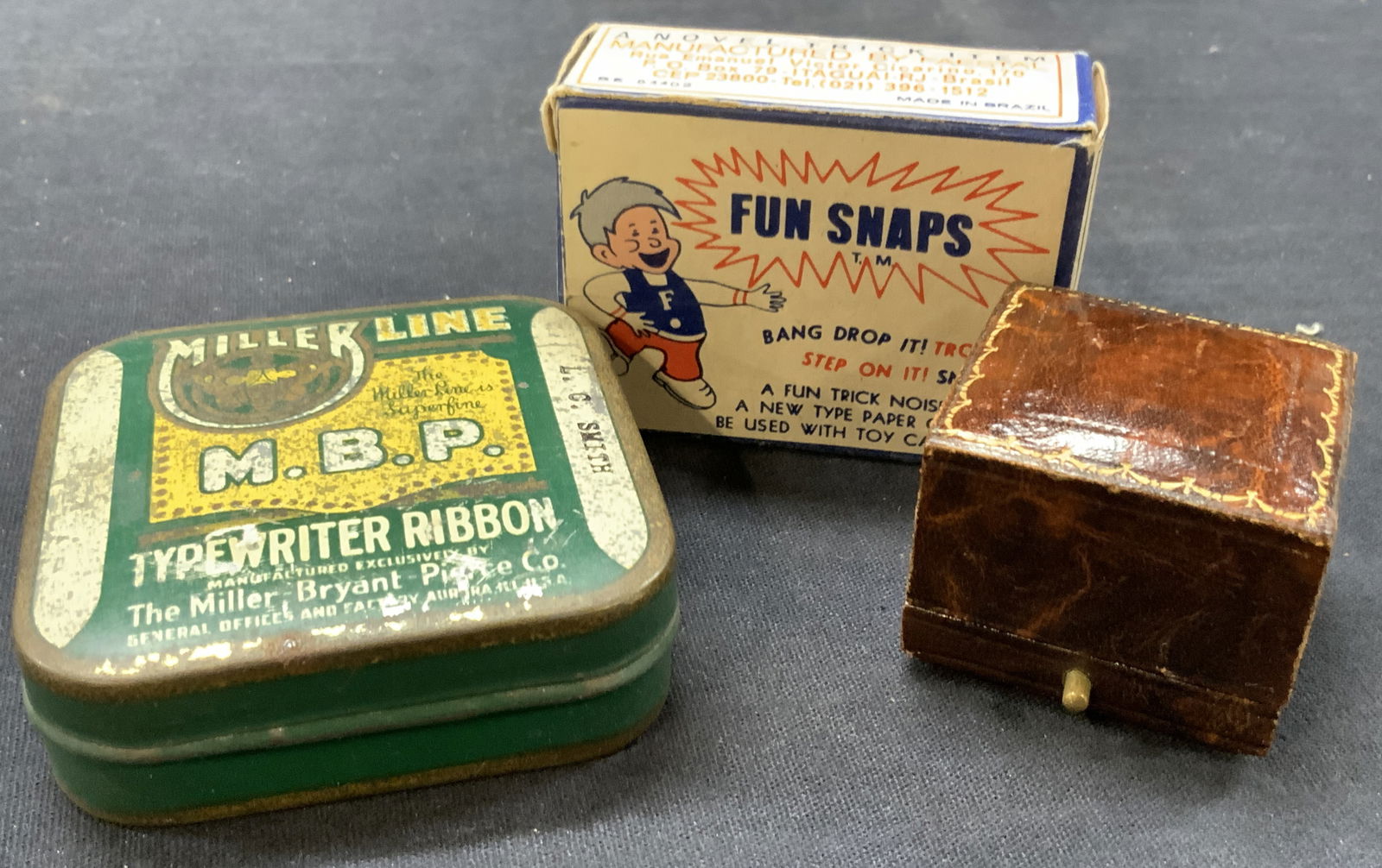 Lot 3 Vintage Boxes, Leather Tin & Paper (1 of 9)