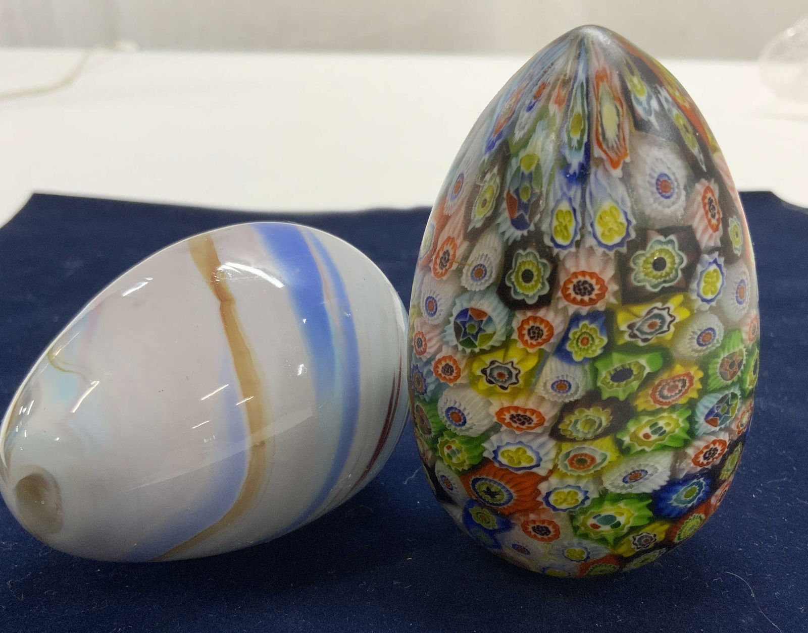 2 Egg Paperweights, MURANO Millefiori Italy (1 of 6)