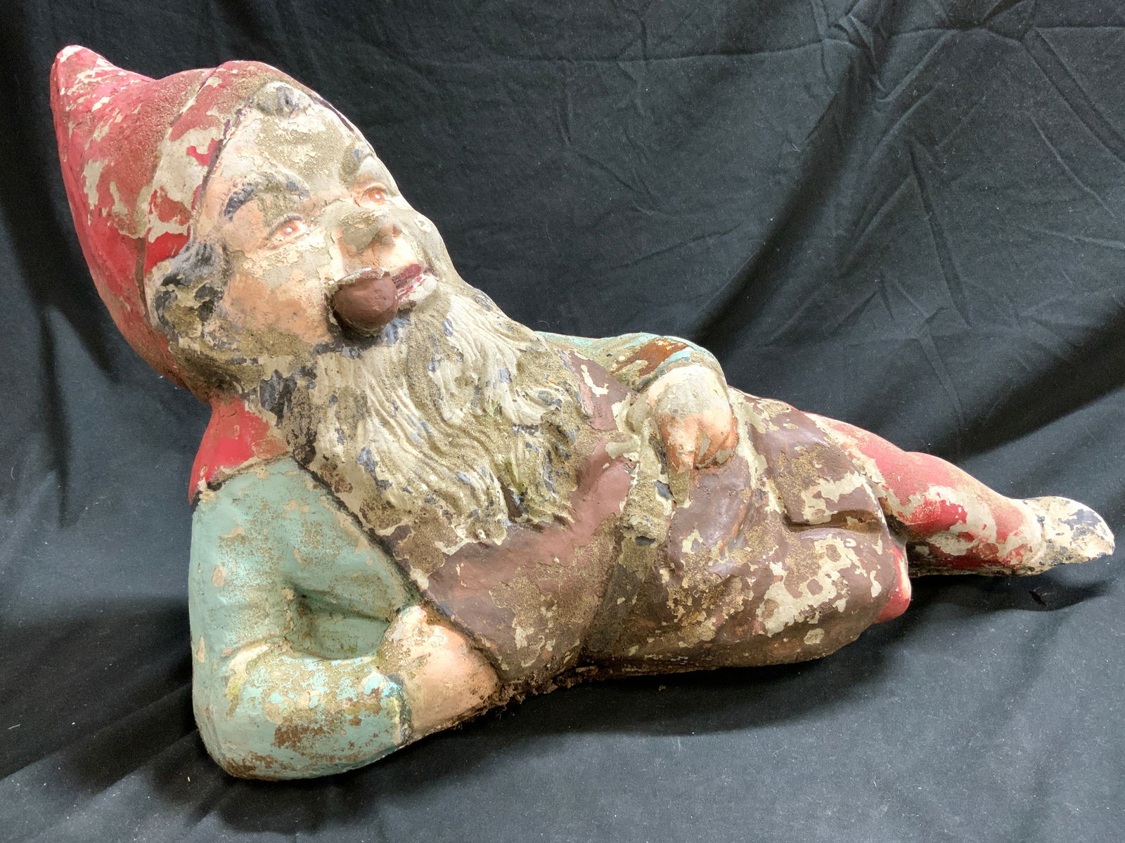Vntg Painted Cement Gnome Garden Statuary (1 of 7)