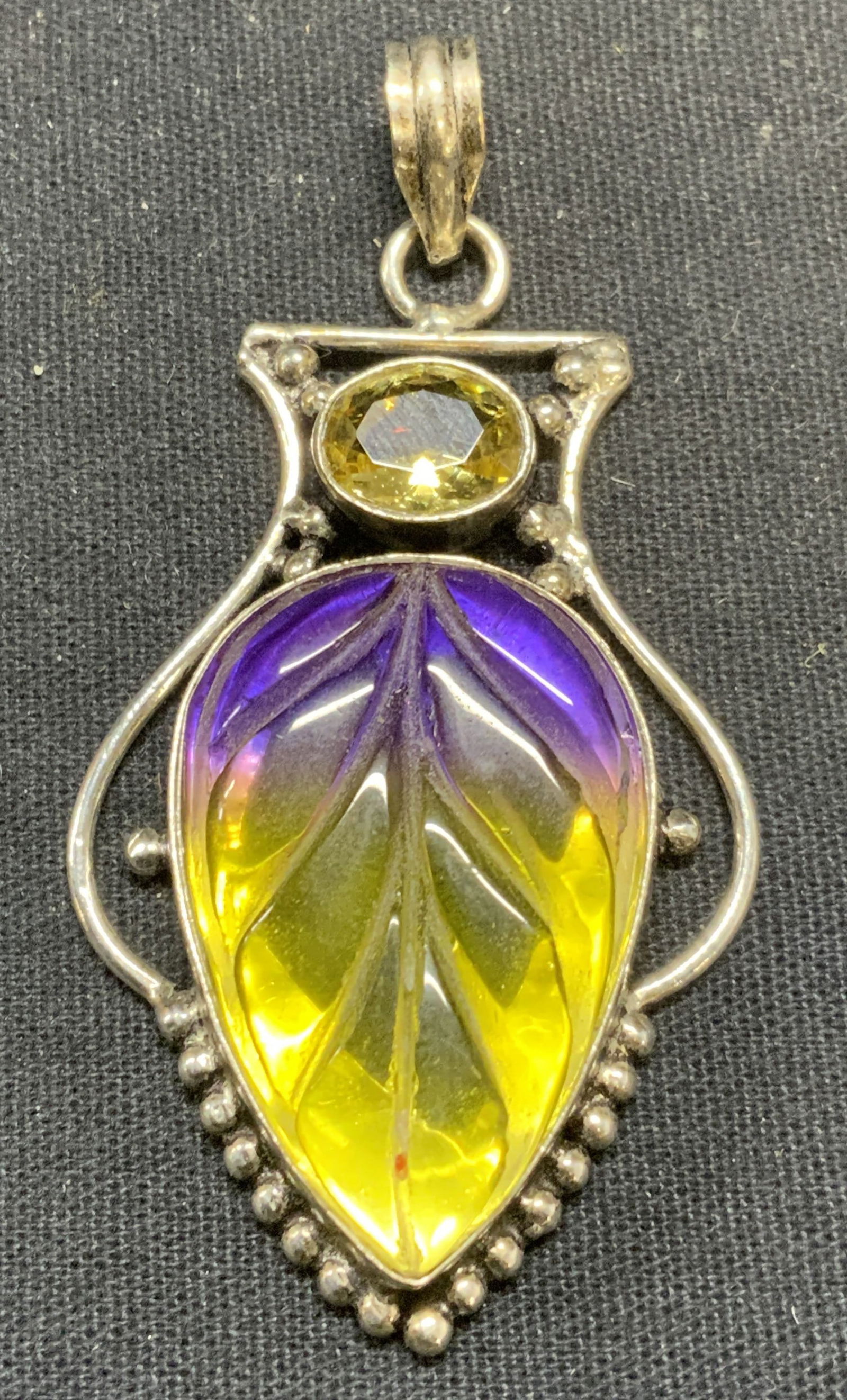 Sterling Silver Glass Intaglio Leaf Pendant (1 of 7)