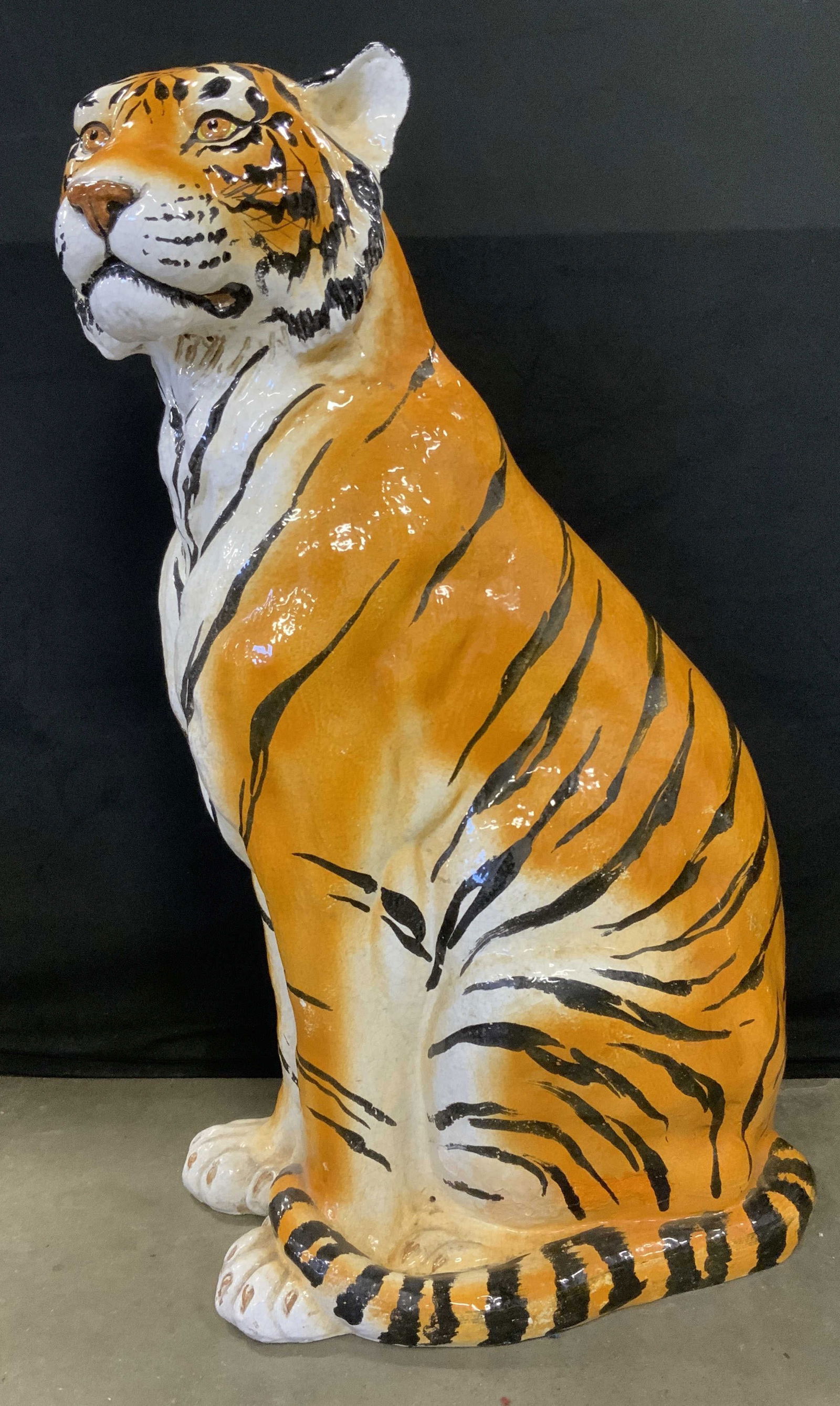 Painted Porcelain Tiger Floor Statue 32 in. Italy (1 of 14)