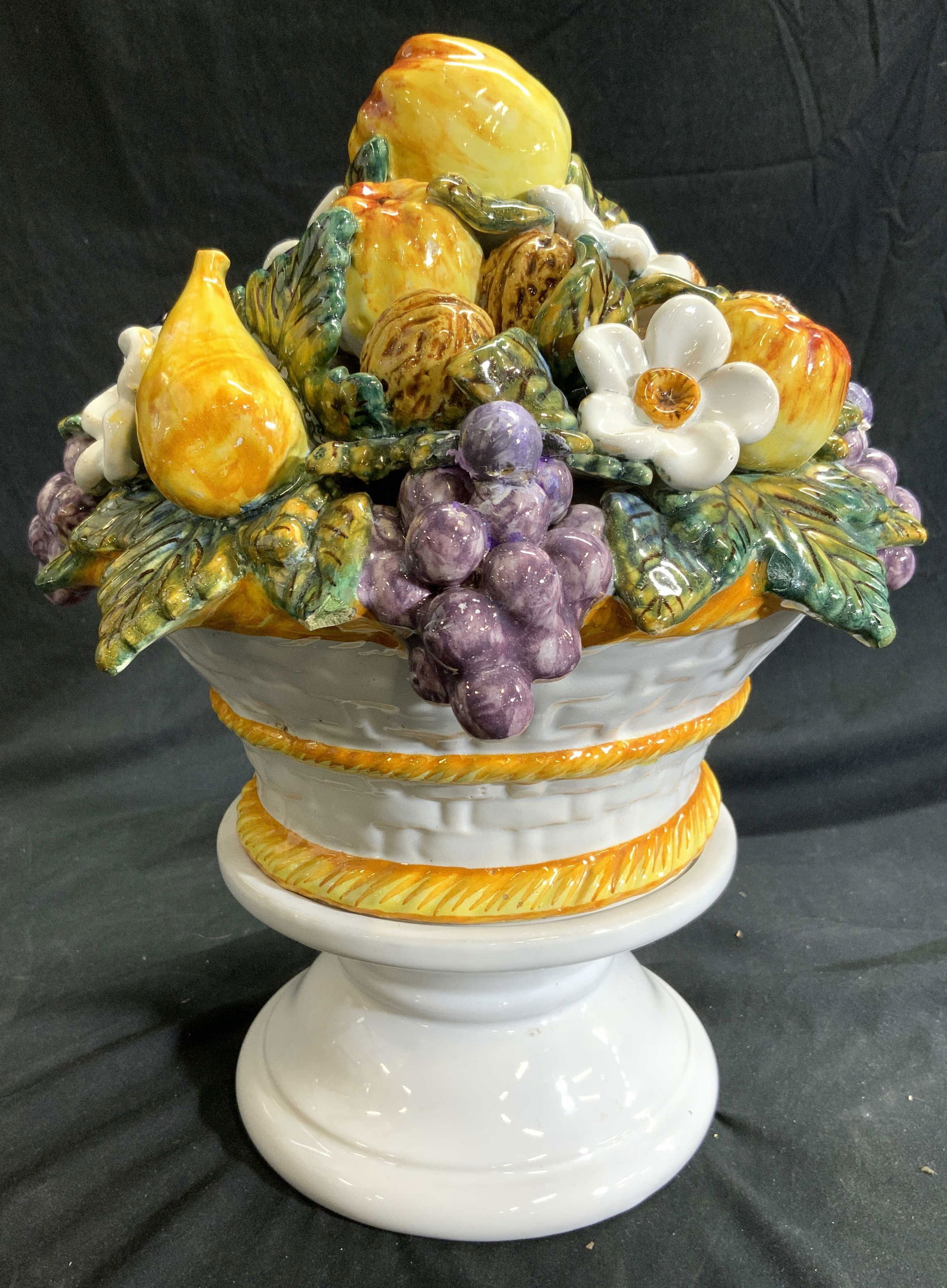 French Faience Majolica Centerpiece On Pedestal (1 of 7)