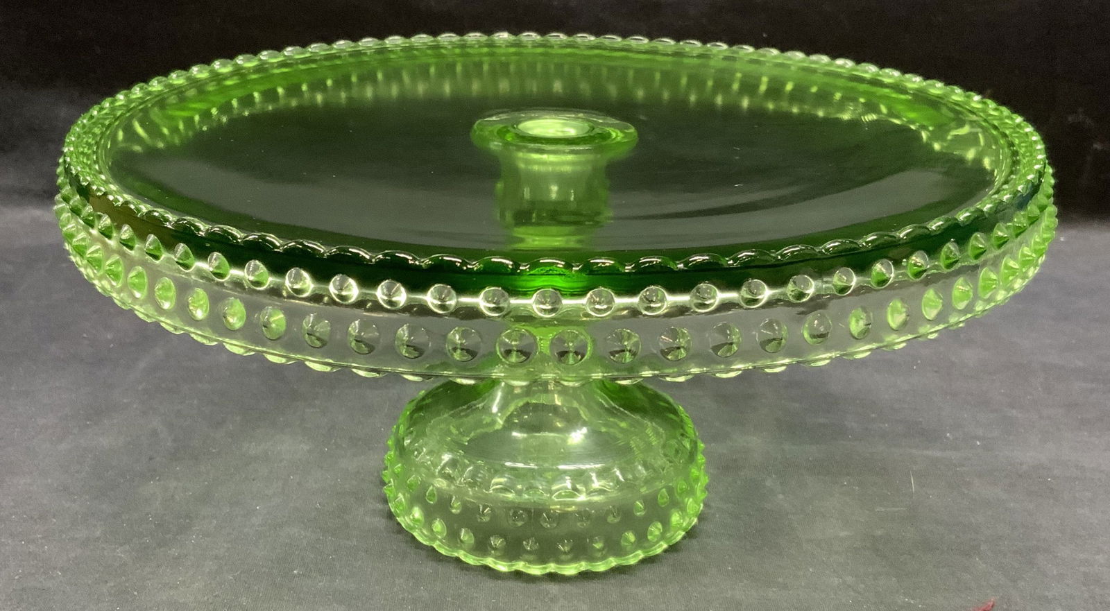 Vintage Bright Green Hobnail Glass Cake Stand (1 of 6)