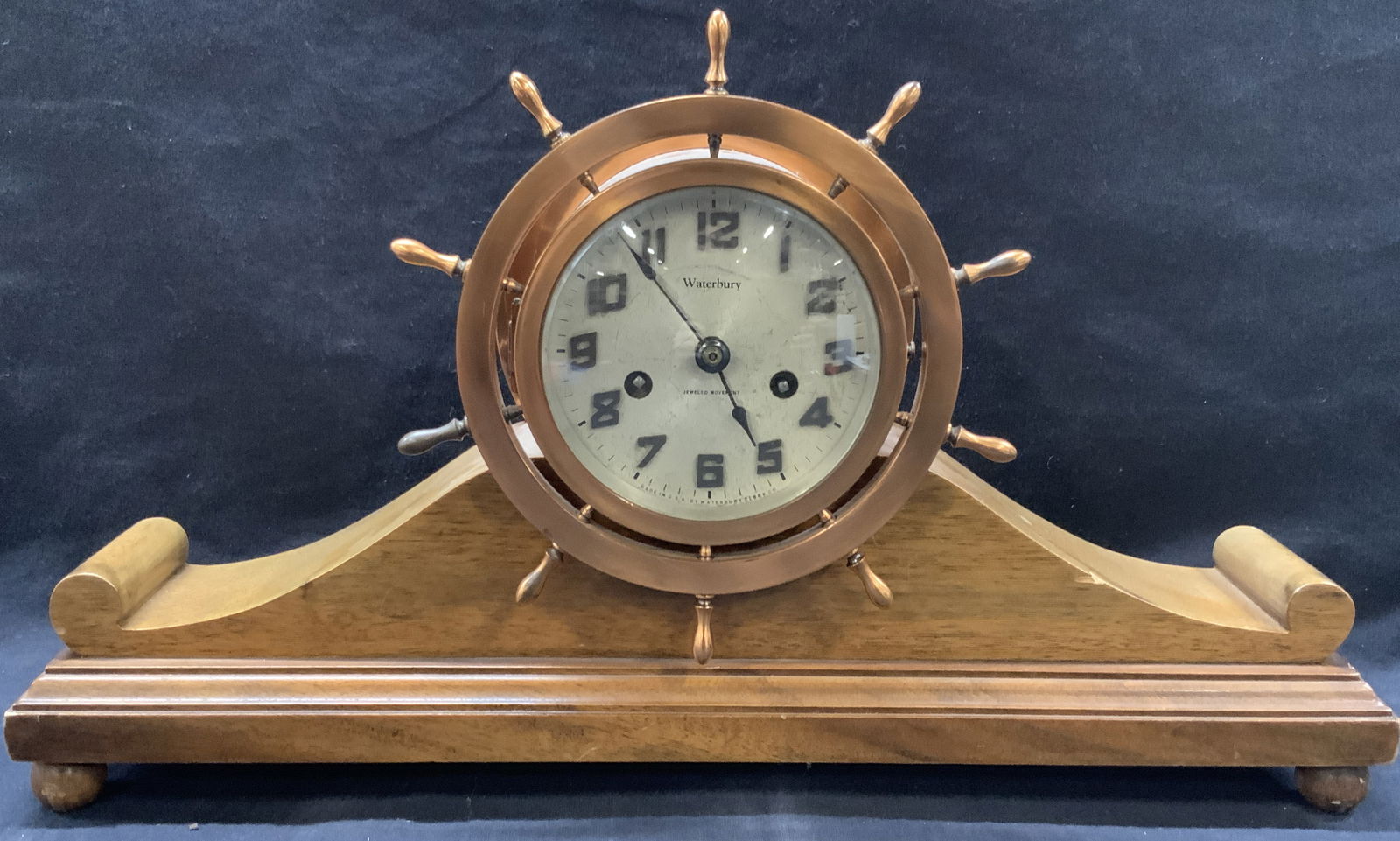 Waterbury Clock Co Copper & Wood Mantle Clock USA (1 of 10)