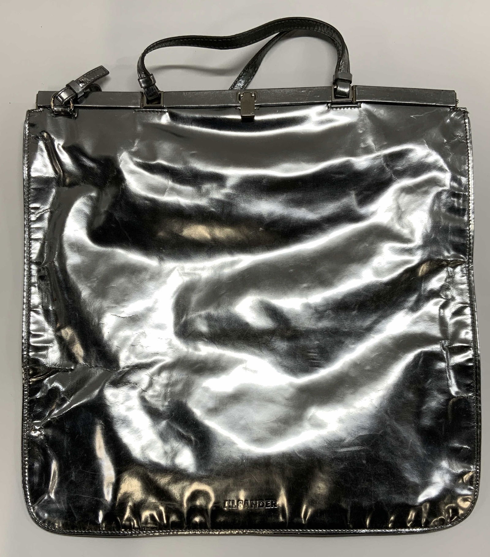 Jil Sander Metallic Silver Leather Handbag (1 of 11)