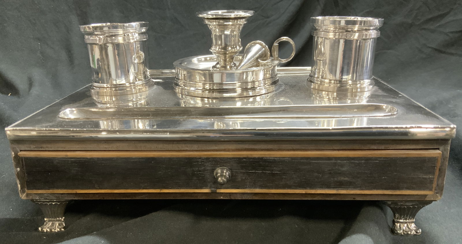 Antq Victorian Silver Pl & Wood Desk Caddy England (1 of 12)