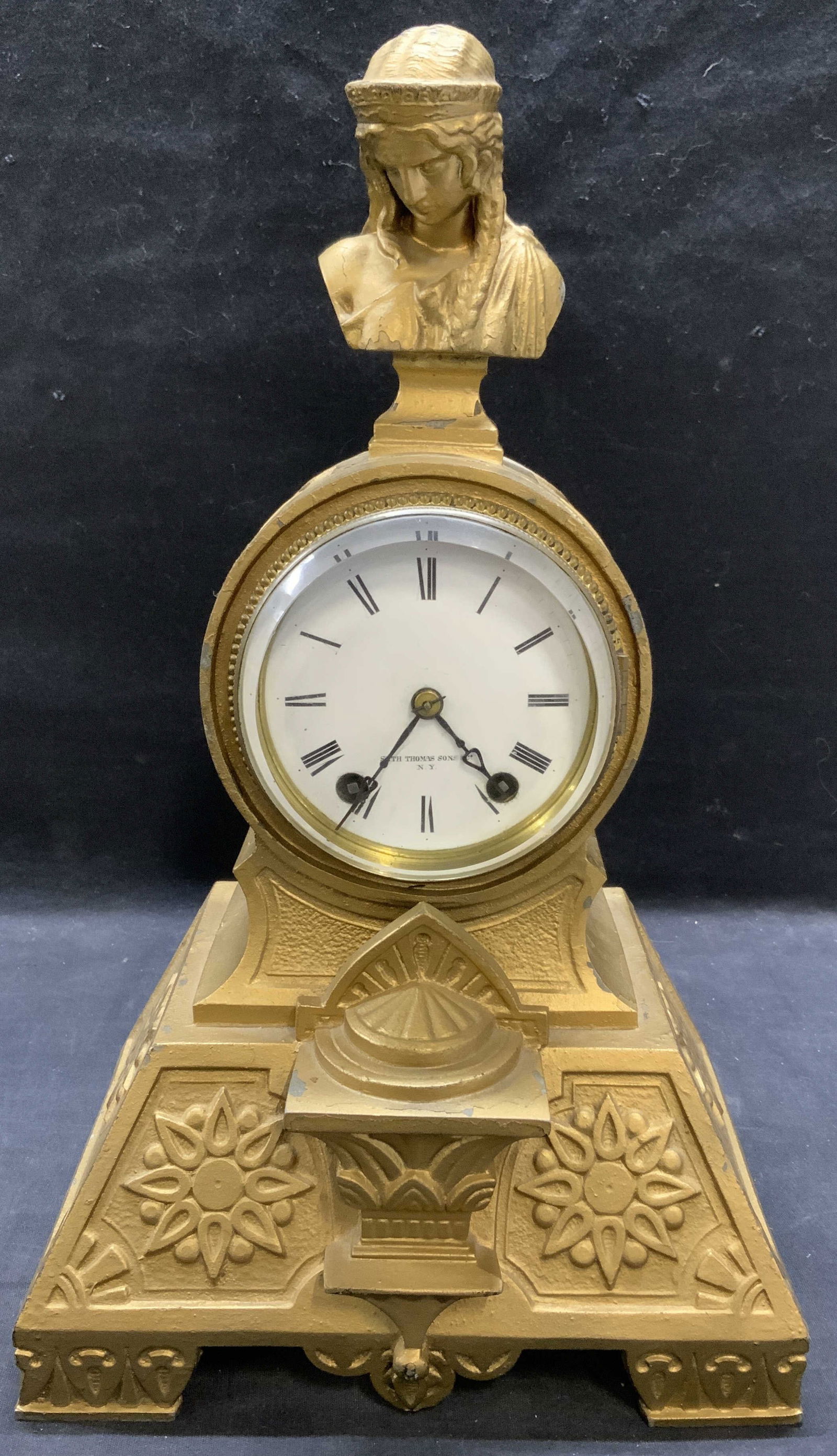 Vintage Seth Thomas Empire Gilt Figural Clock (1 of 9)
