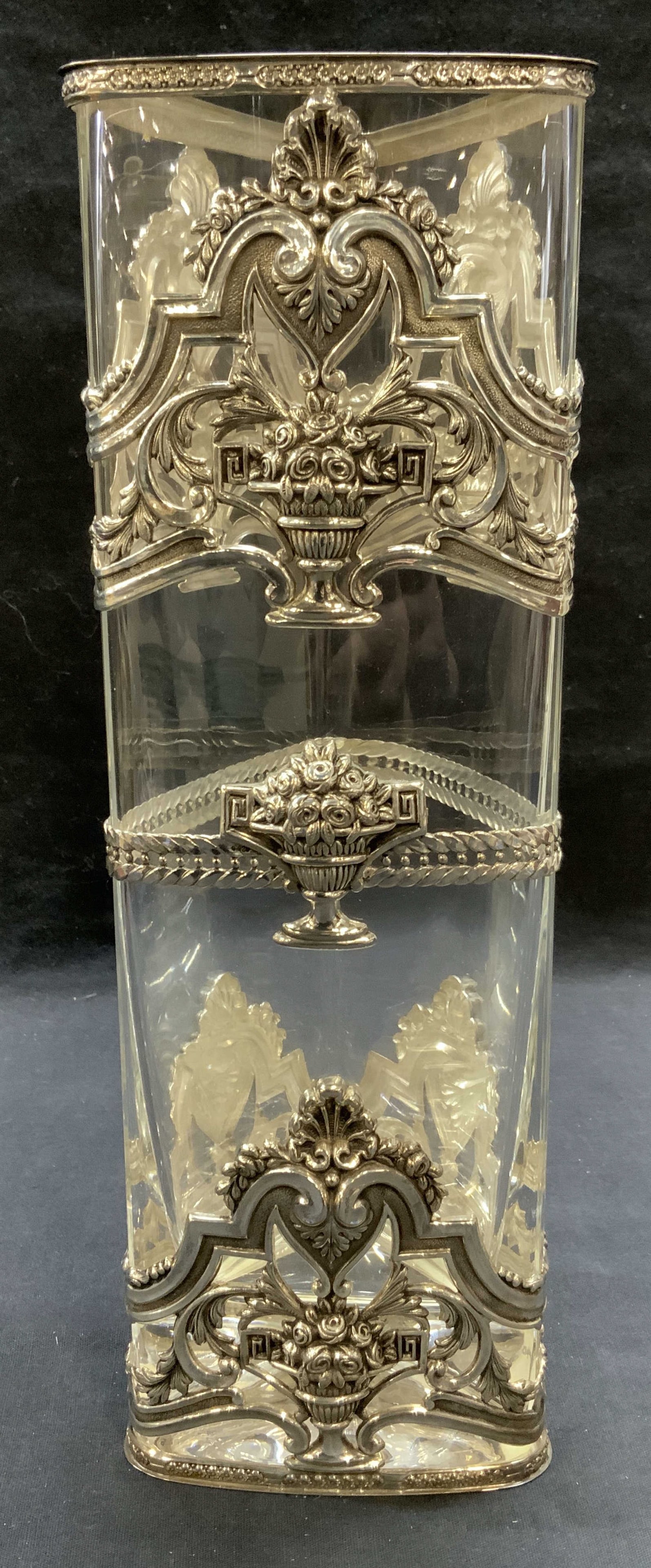 Topazio Sterling Silver Heavy Glass Vase, Portugal (1 of 10)