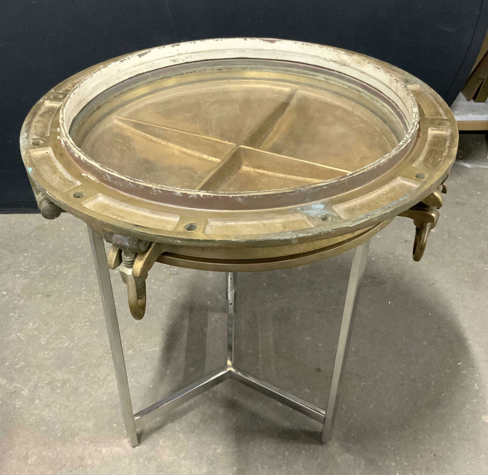 Vintage Custom Bronze Ships Porthole Table (1 of 8)