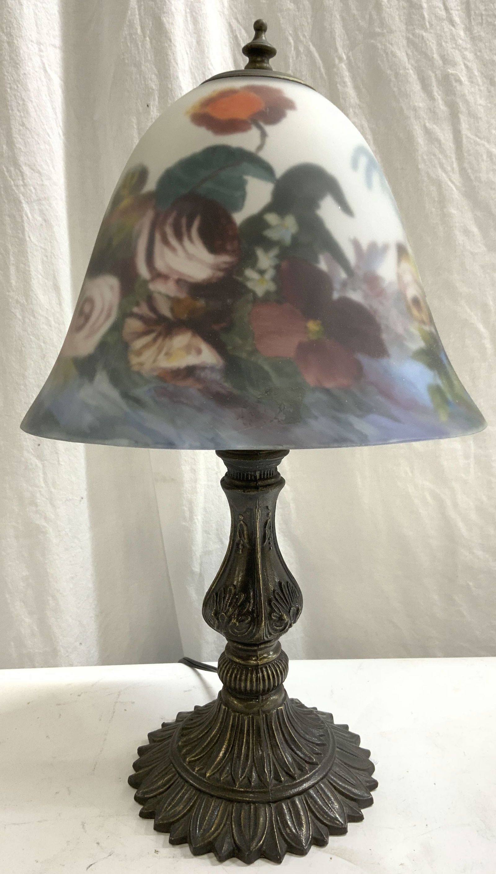 Reverse Painted Glass Shade Table Lamp (1 of 10)