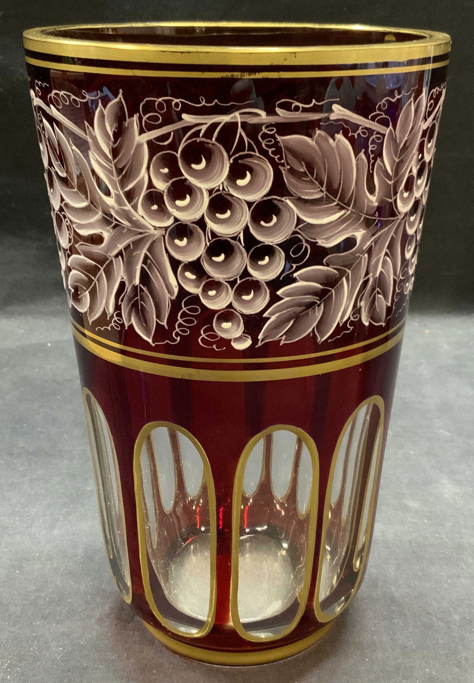 Vintage H & K Germany Gilt Red Crystal Vase (1 of 6)