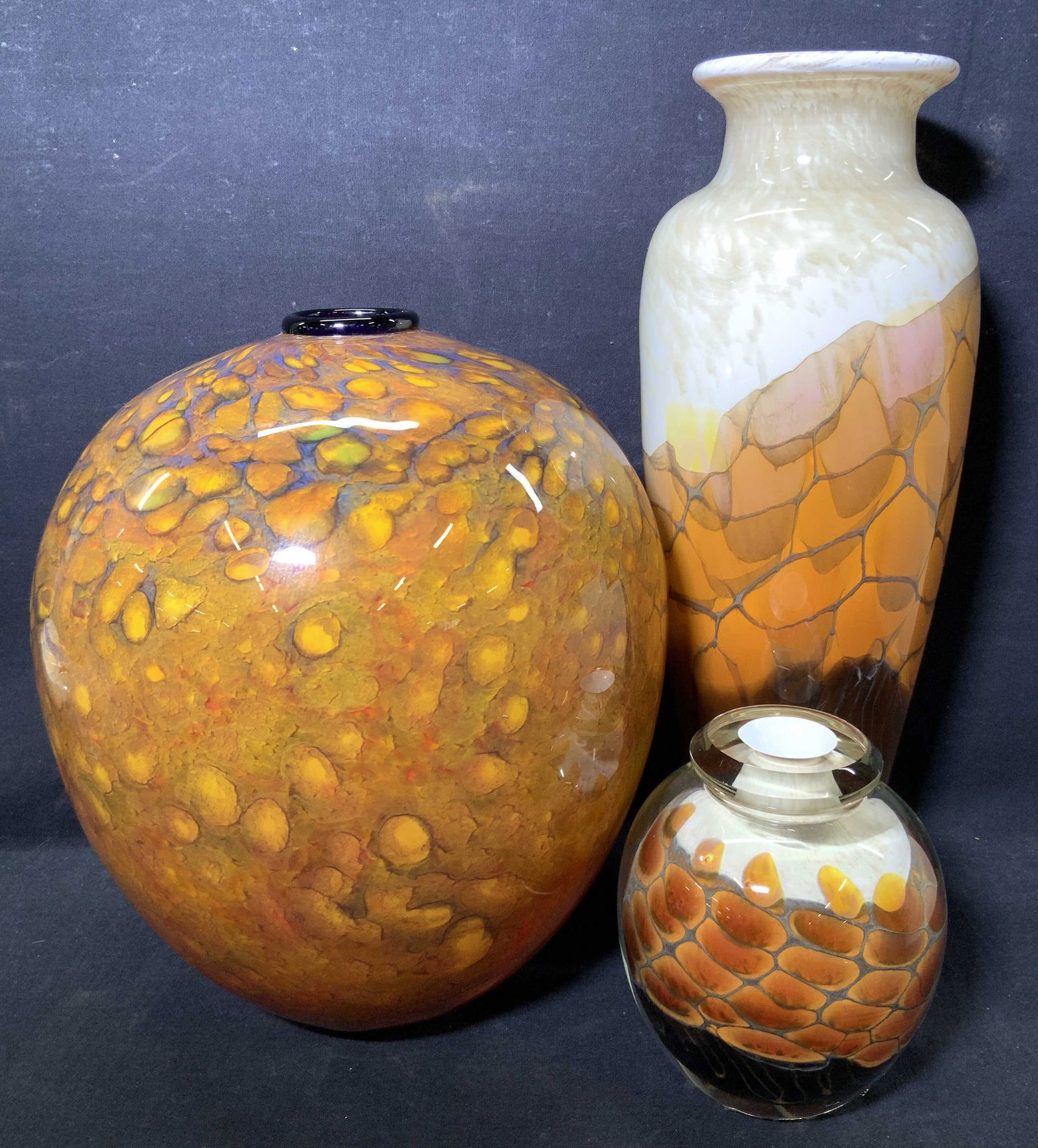 3 Artisan Sgd Hand Blown Art Glass Vases (1 of 16)