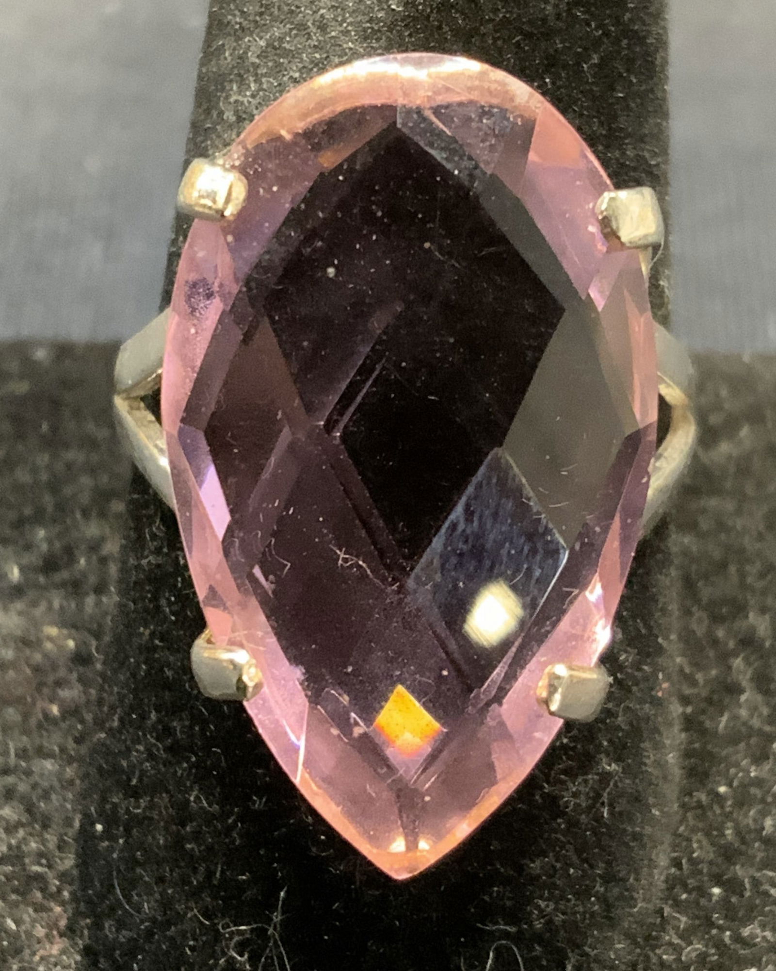 Sterling Silver Pink Crystal Cocktail Ring (1 of 6)