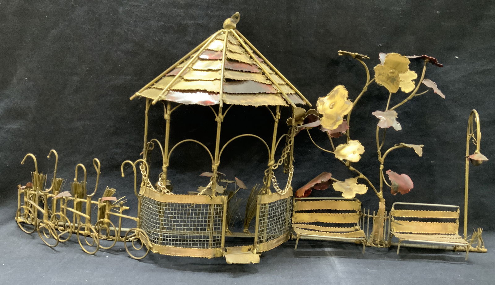 Curtis Jere STYLE Brass Gazebo Wall Sculpture 27in (1 of 10)