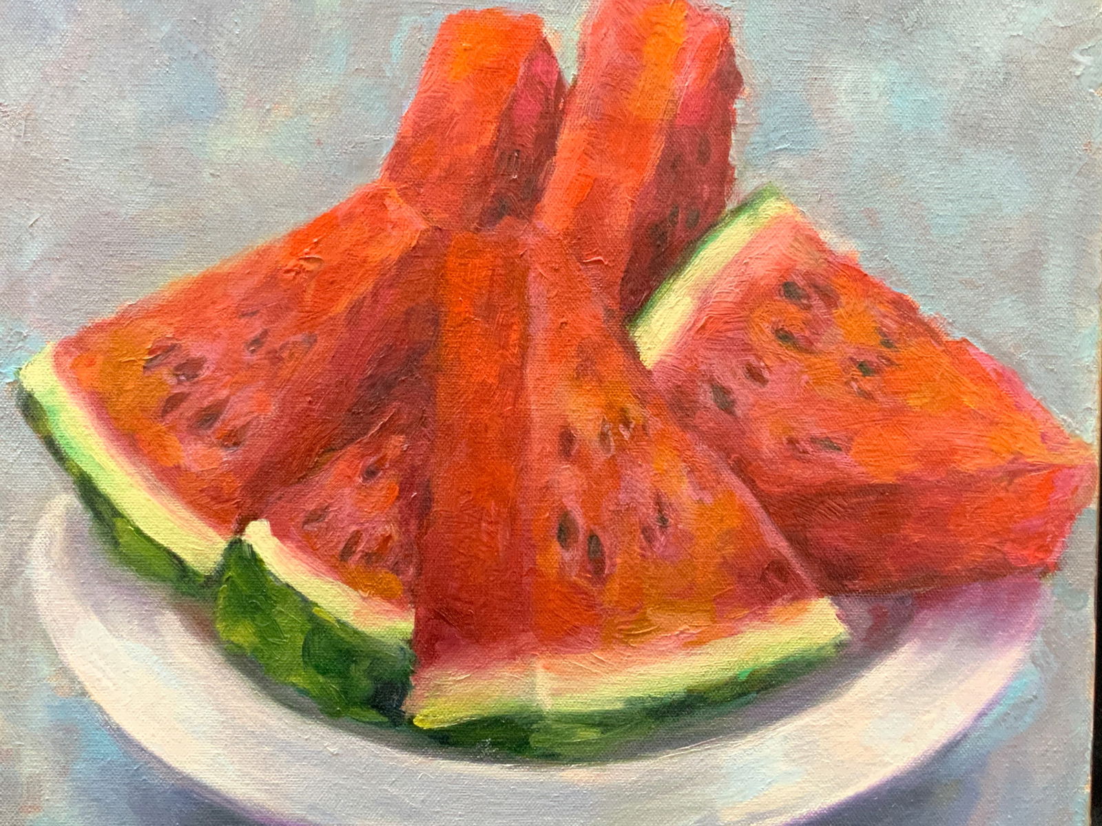 Rose Georgi Sgd Watermelon Still Life Oil Painting (1 of 8)