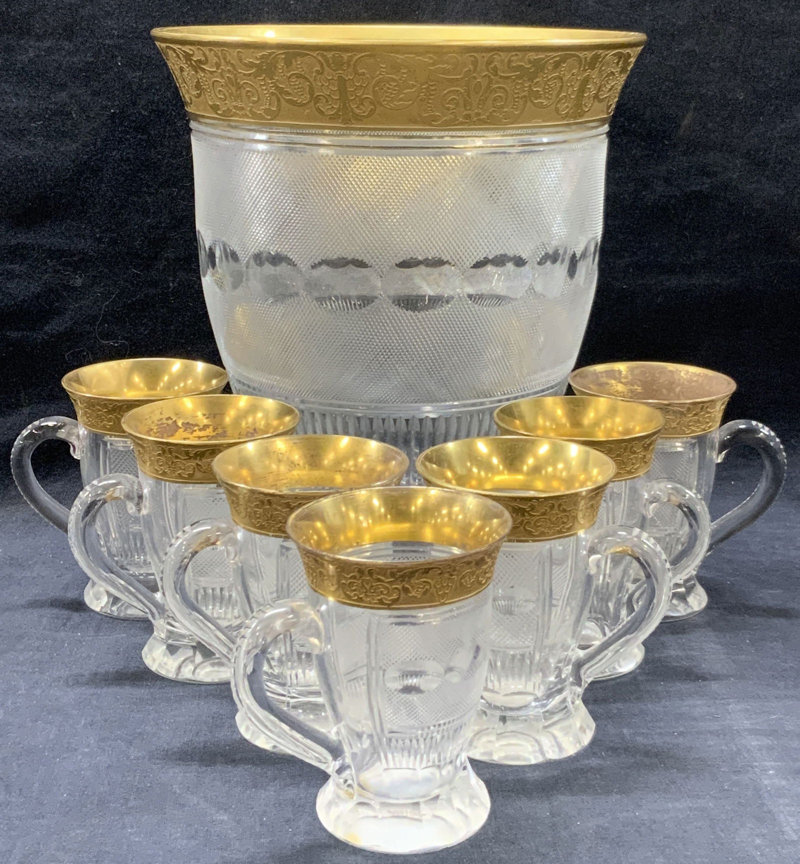 Set 7 Moser Gilt Crystal Ice Bucket W Cups (1 of 11)