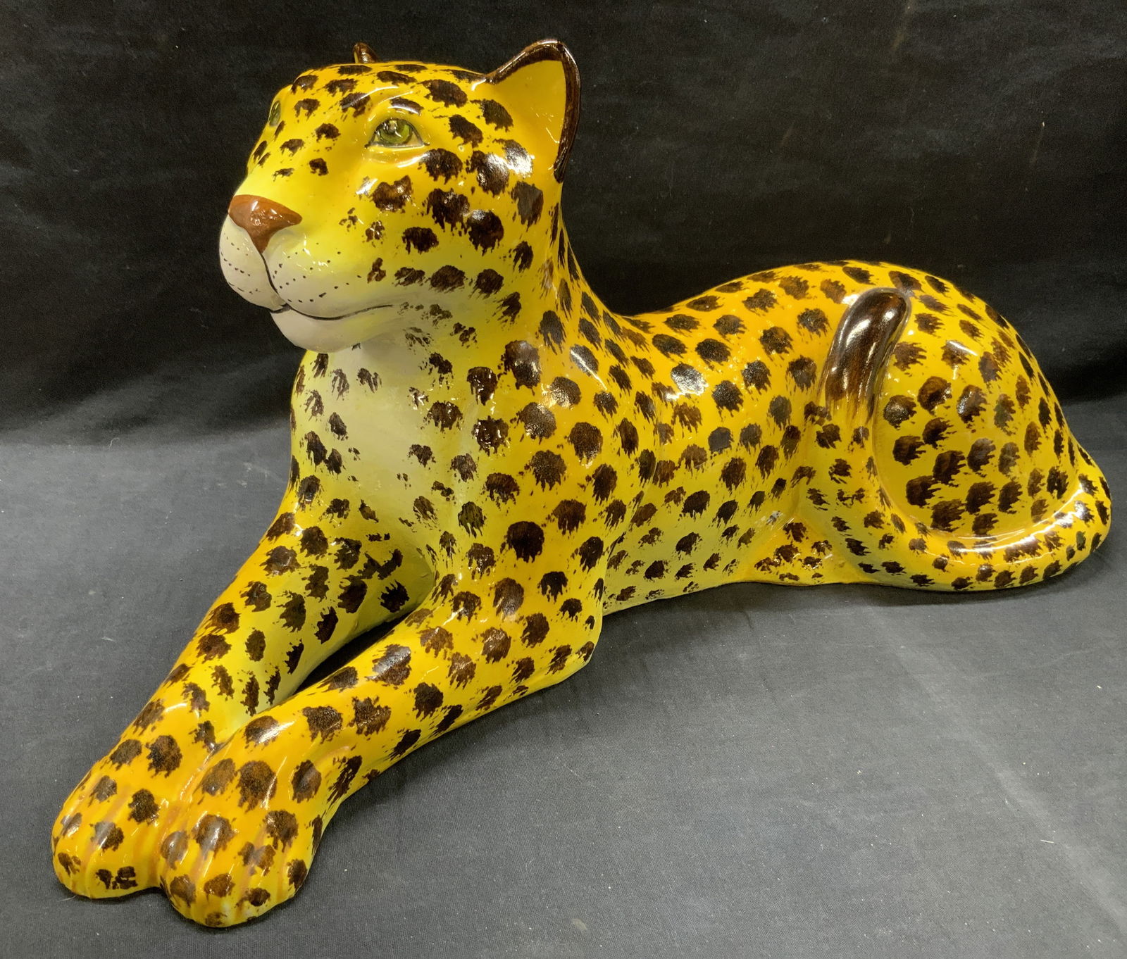 Hand Painted Ceramic Leopard Figural 21 Inch Long (1 of 10)
