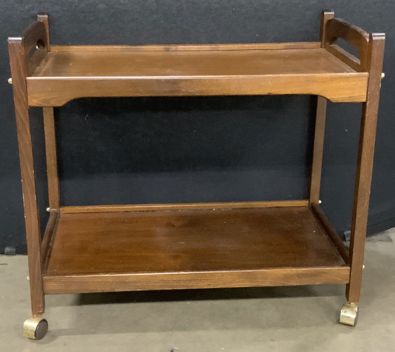 Vintage Wooden Two Tier Bar Cart on Casters (1 of 12)