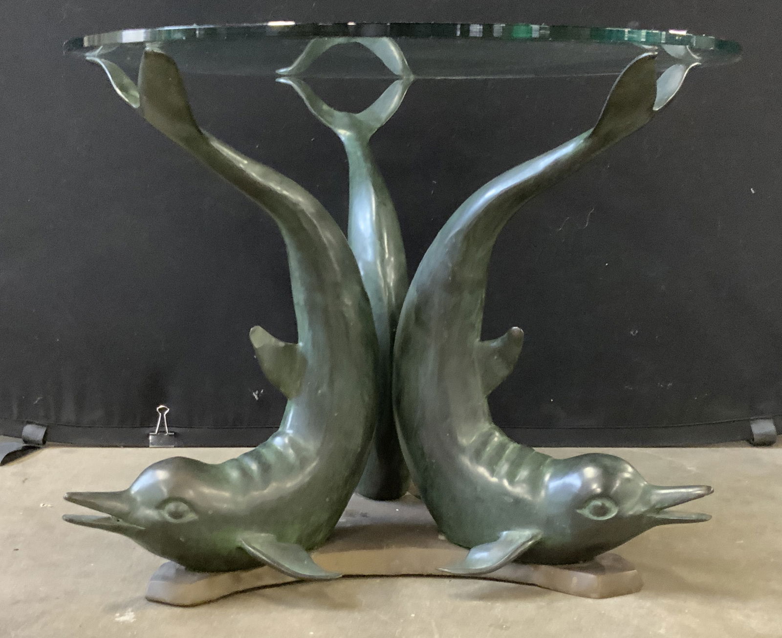 Mid Century Verdigris Brass Dolphin Coffee Table (1 of 11)
