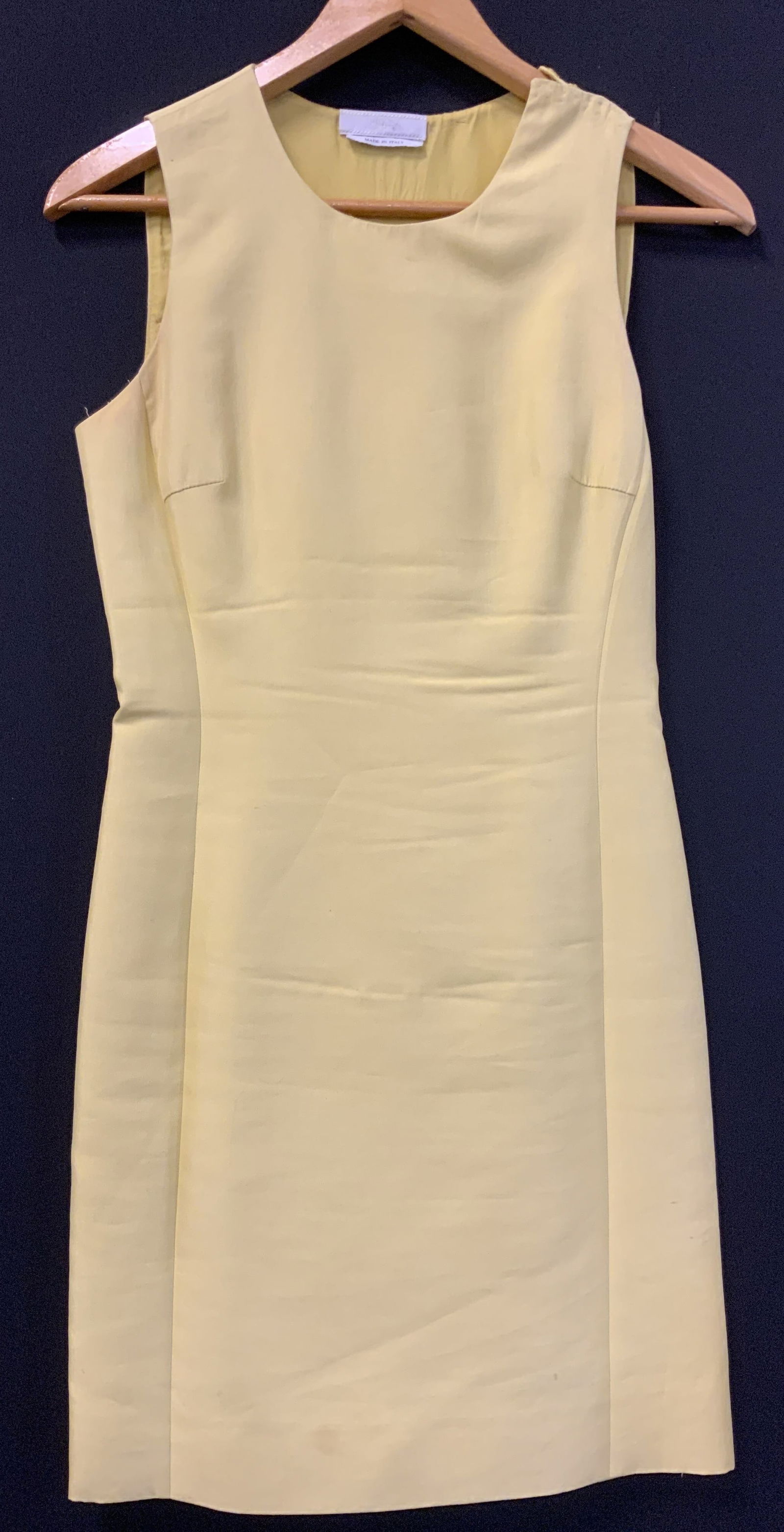 PRADA Vtg Chartreuse Silk Shift Dress, Italy (1 of 8)