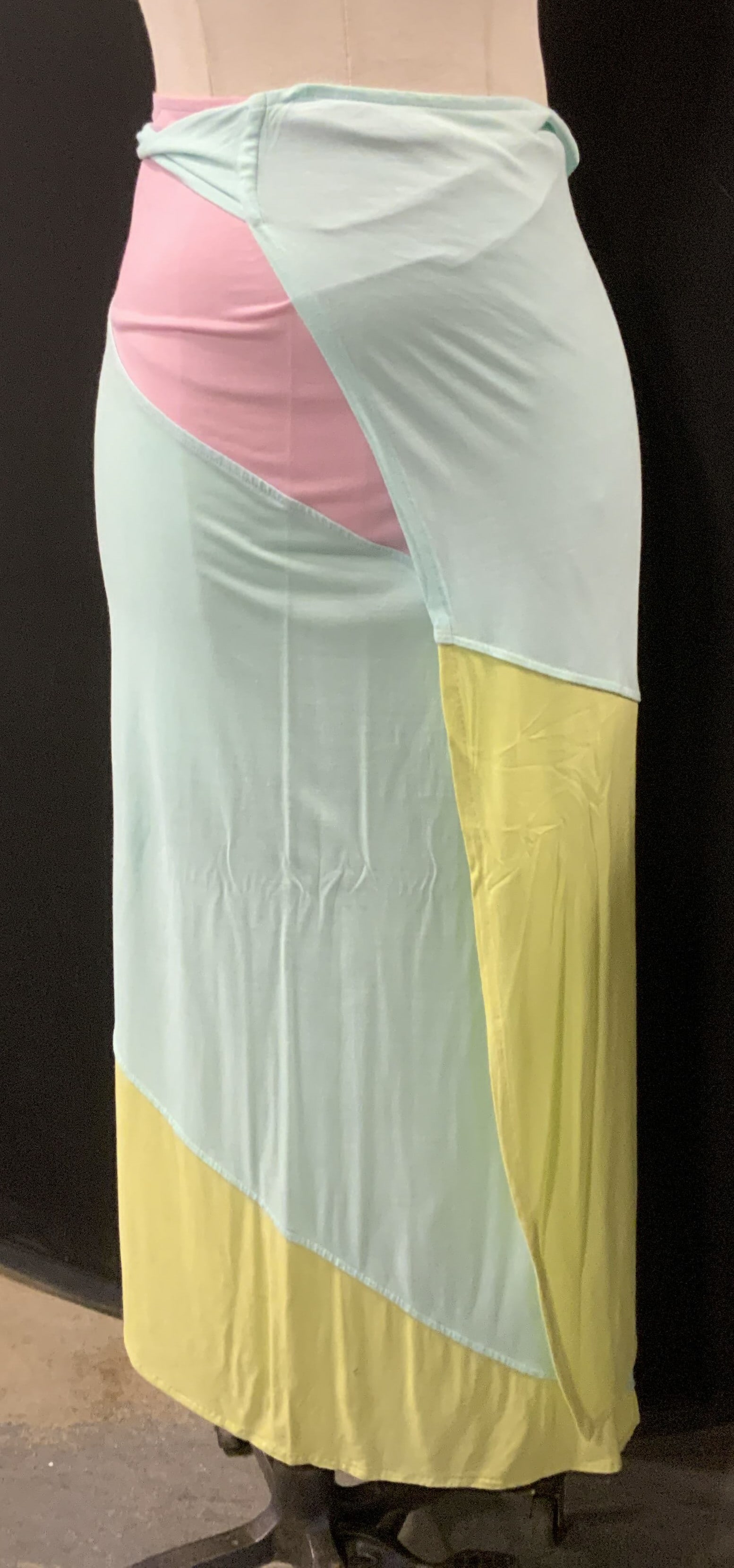 ERES Vtg Color Block Cotton Wrap Skirt, France (1 of 6)