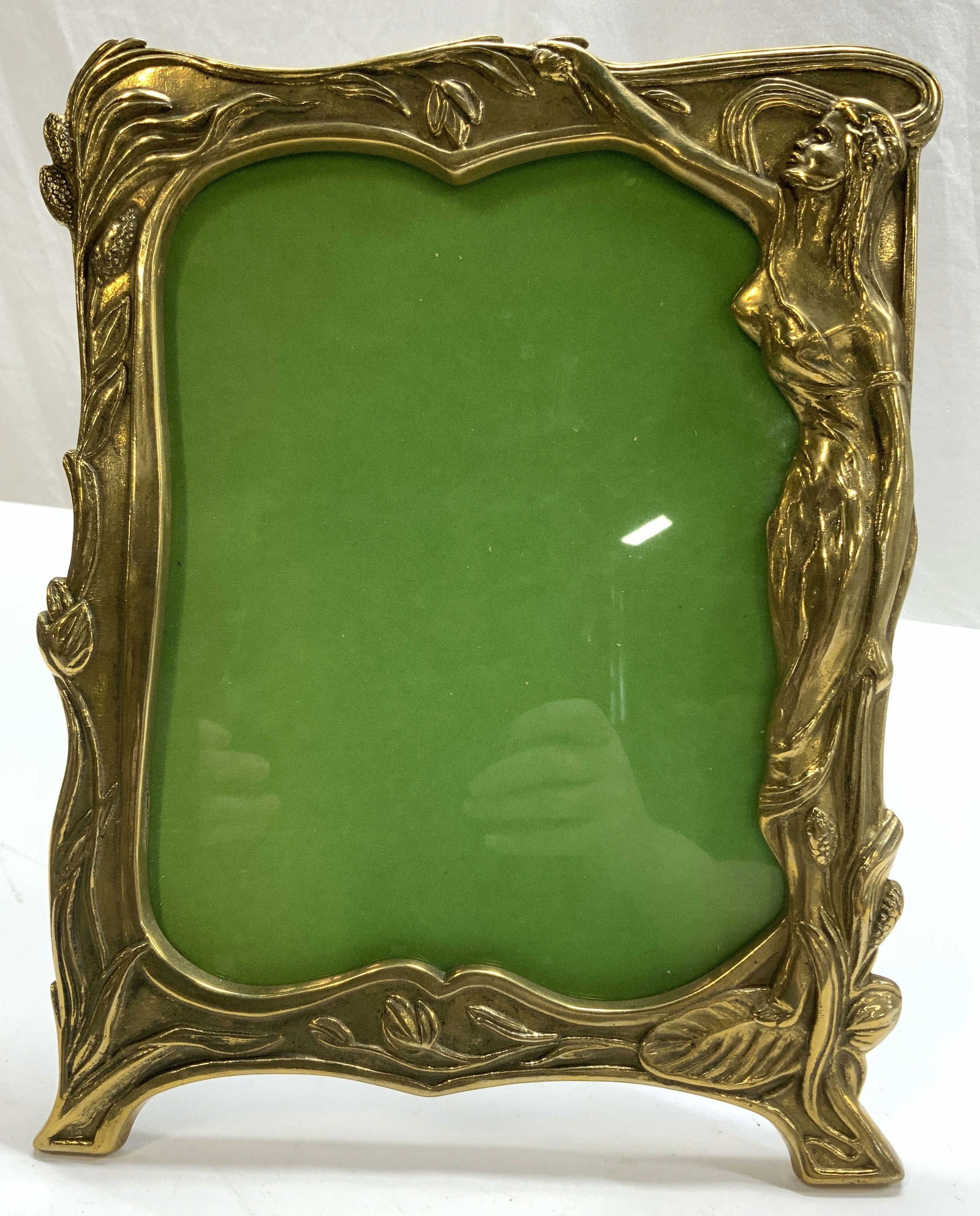 Antq Art Nouveau Gilt Bronze Maiden Picture Frame (1 of 9)