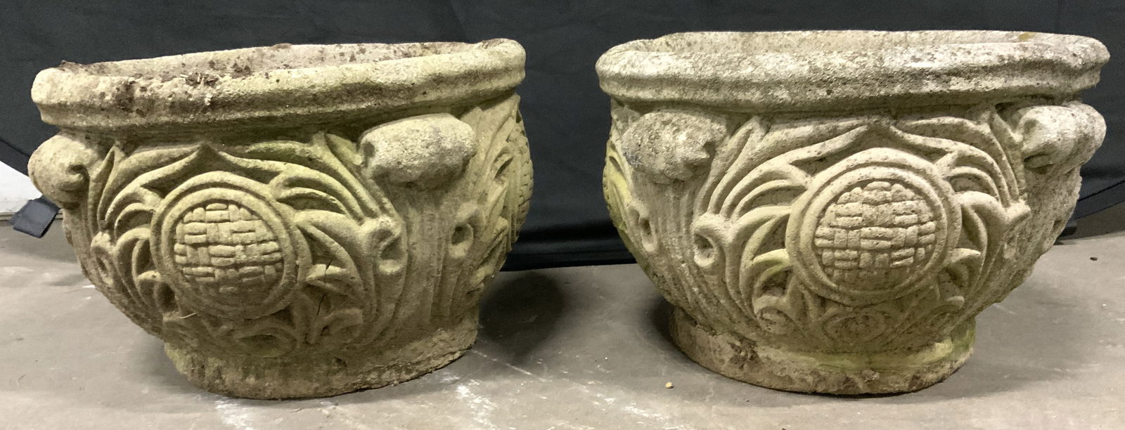 Pair Vintage Cement Planters Vessels (1 of 7)