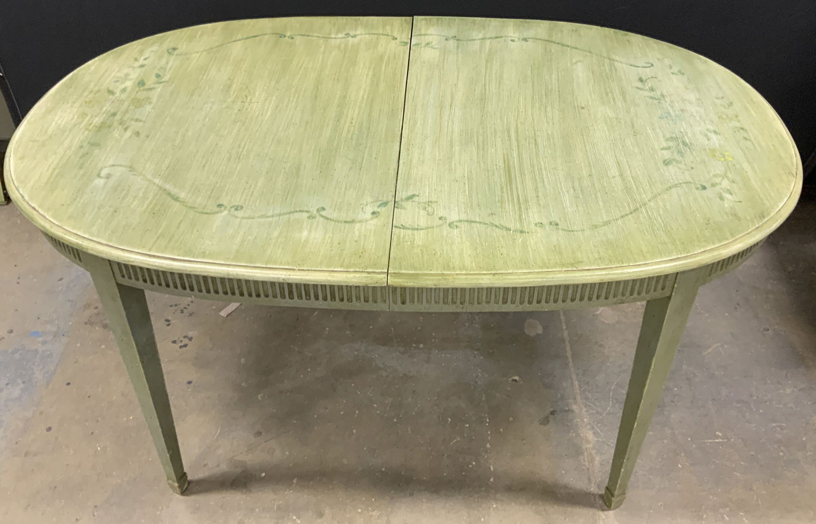 Vintage Hand Painted Green Floral Dining Table (1 of 11)