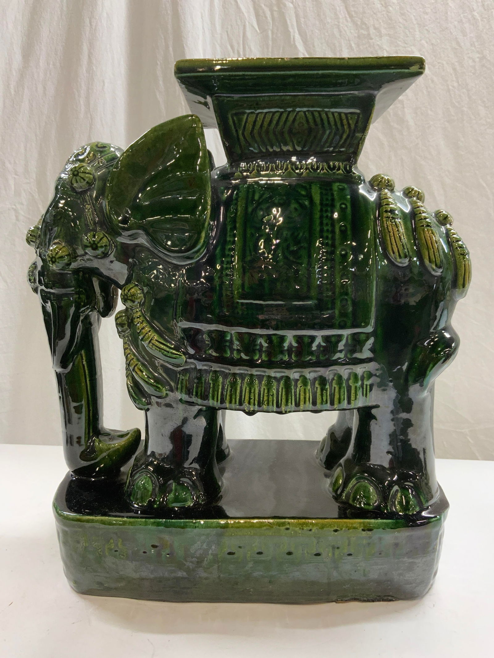 Majolica Style Asian Ceramic Elephant Garden Stool (1 of 8)