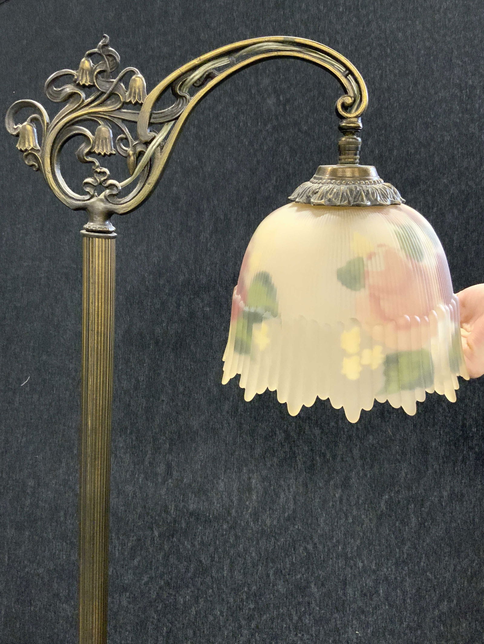 Signed DIANA Vtg Victorian Fl Lamp W Painted Shade (1 of 7)