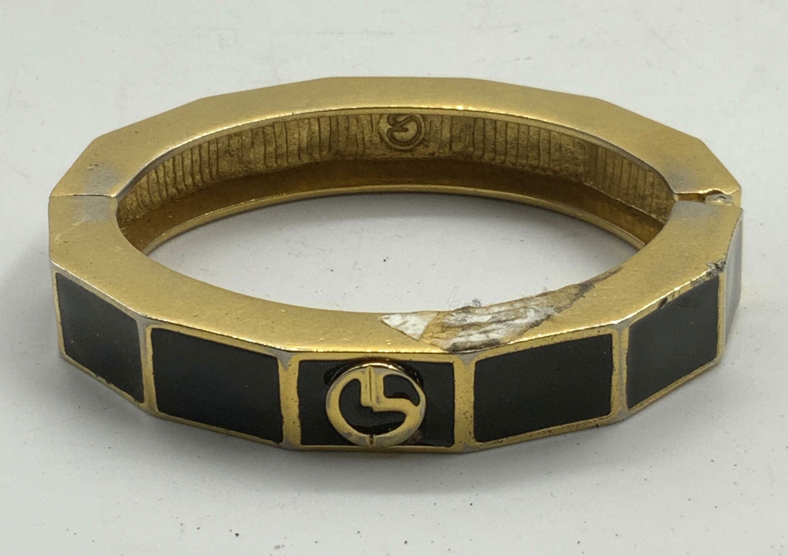 St John Gold Tone Black Enamel Bracelet (1 of 7)