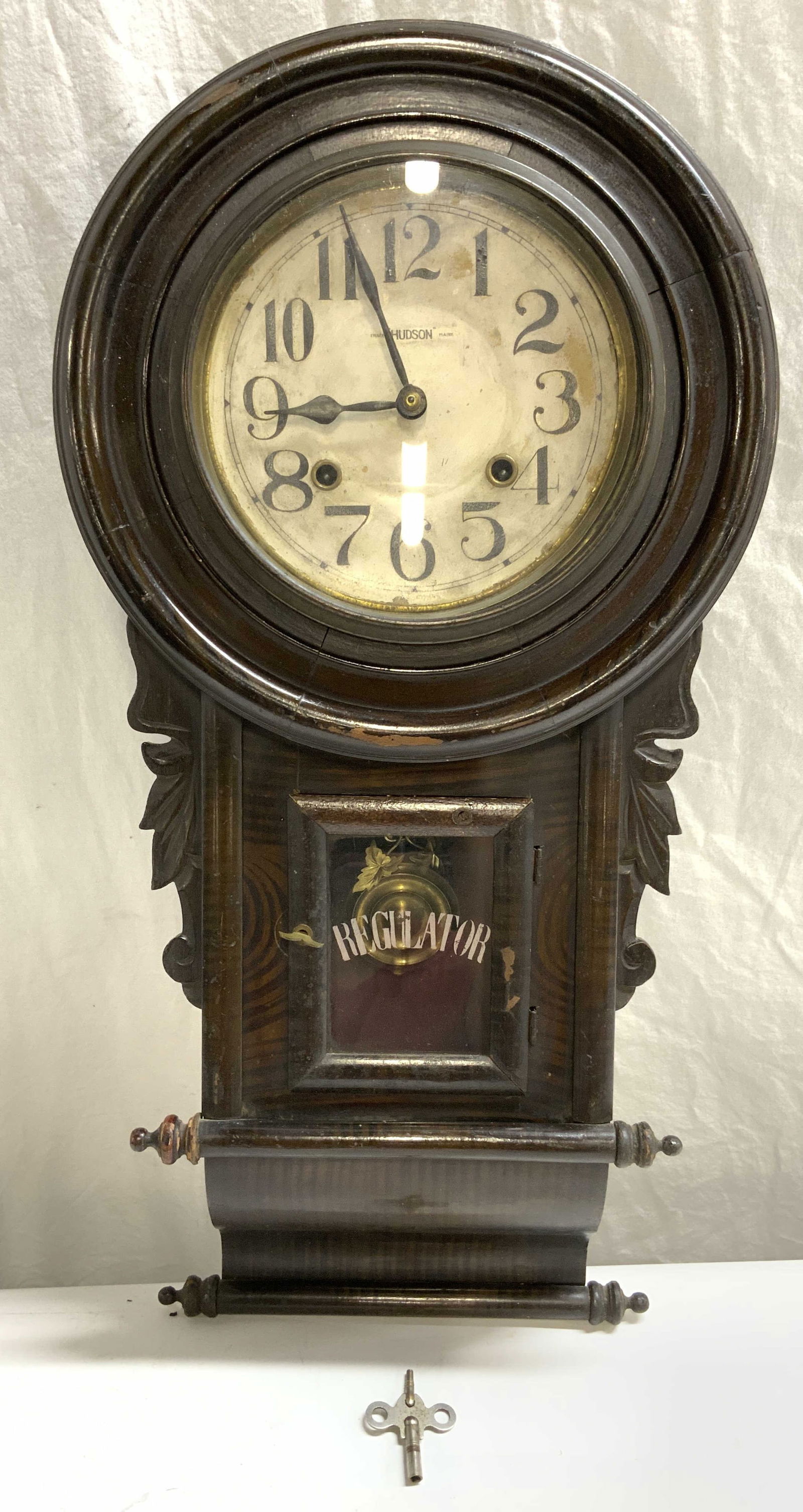 HUDSON Vintage REGULATOR Wooden Wall Clock 25in (1 of 9)