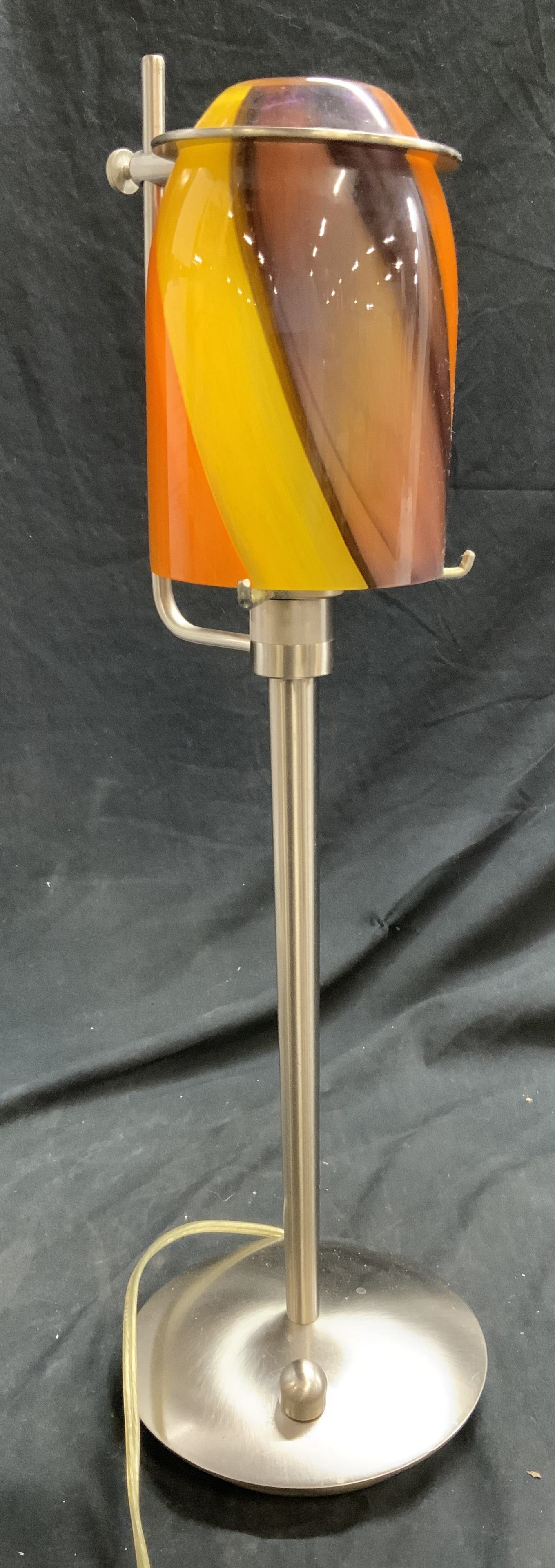 MCM Art Glass Lamp Shade Metal Table Lamp (1 of 12)