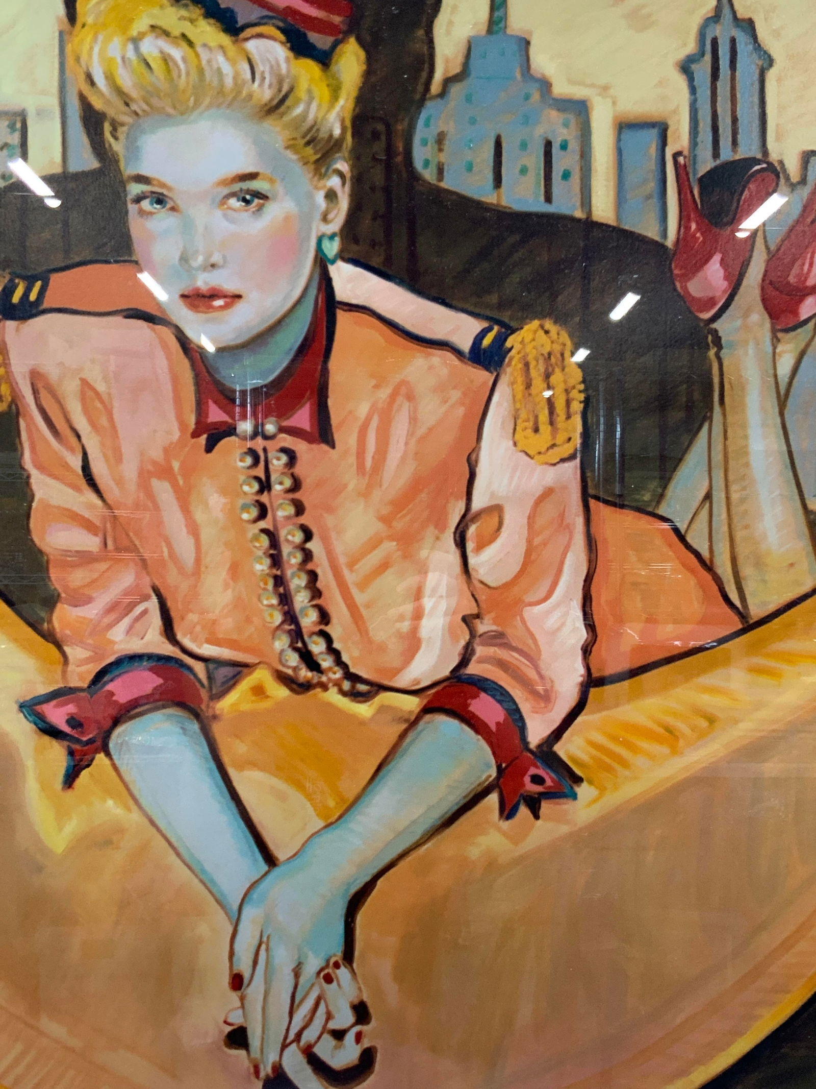 Colleen Ross Sgd AP Woman W Moon Silk Screen 43in (1 of 10)