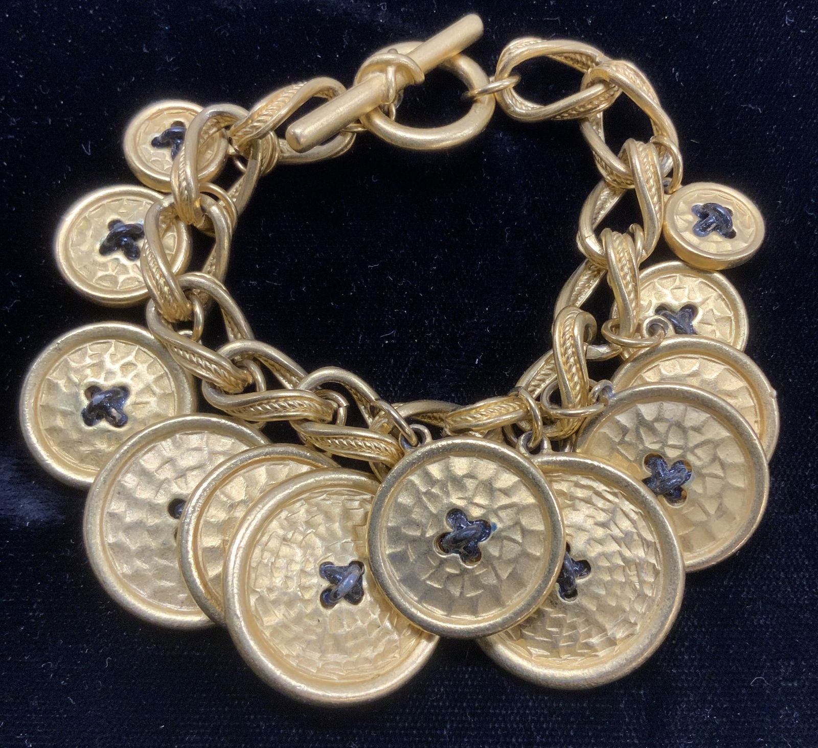Chanel Style Gold Tn Toggle Button Charm Bracelet (1 of 7)